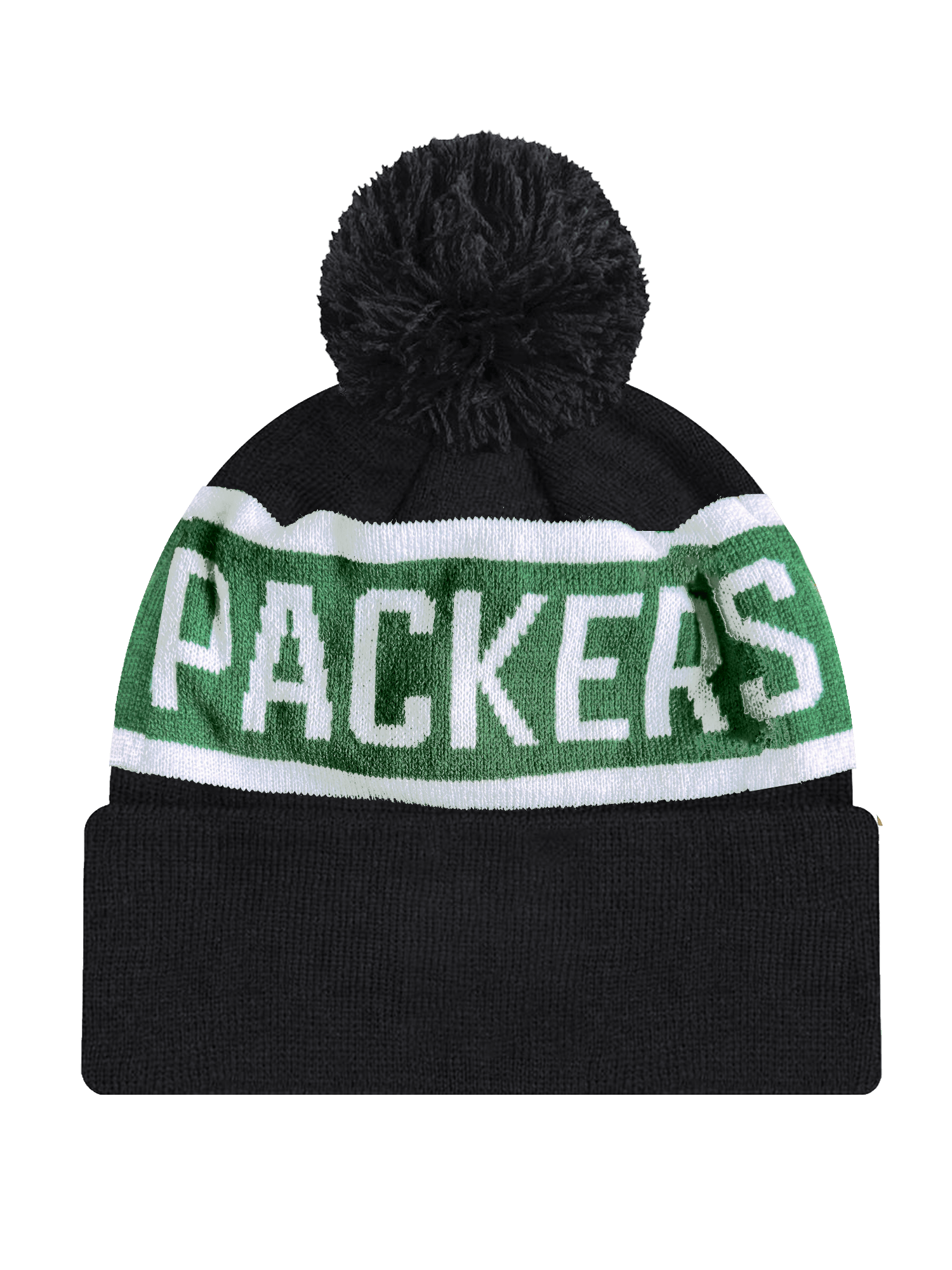 New Era Beanies Green Bay Packers New Era NFL Team Spell Pom Knit Beanie - Black