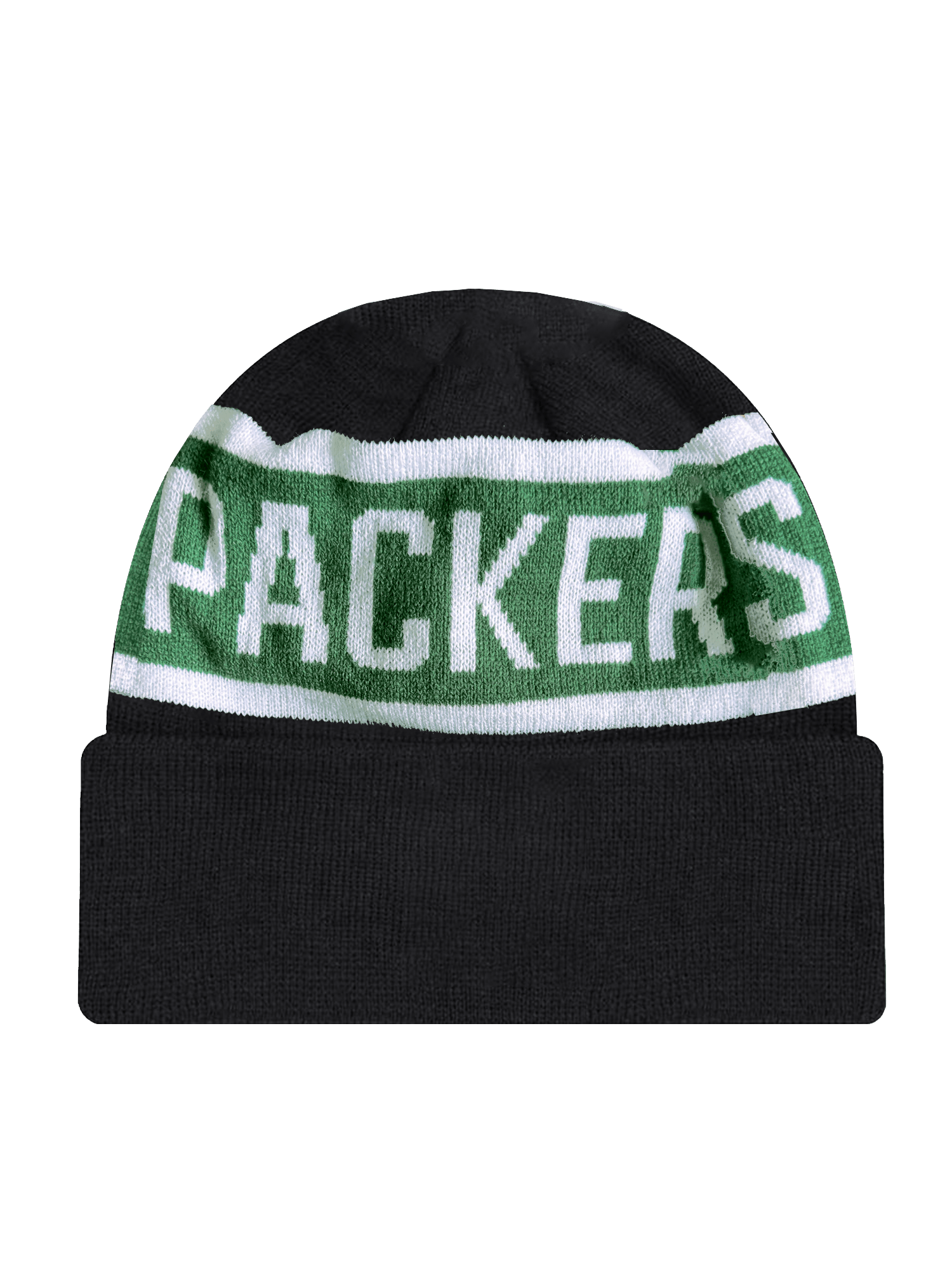 New Era Beanies Green Bay Packers New Era NFL Team Spell Pomless Knit Beanie - Black