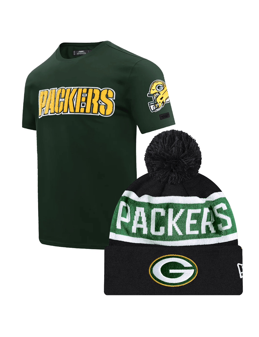 US Sports HQ Bundles Green Bay Packers NFL Flex T-Shirt & Beanie Bundle
