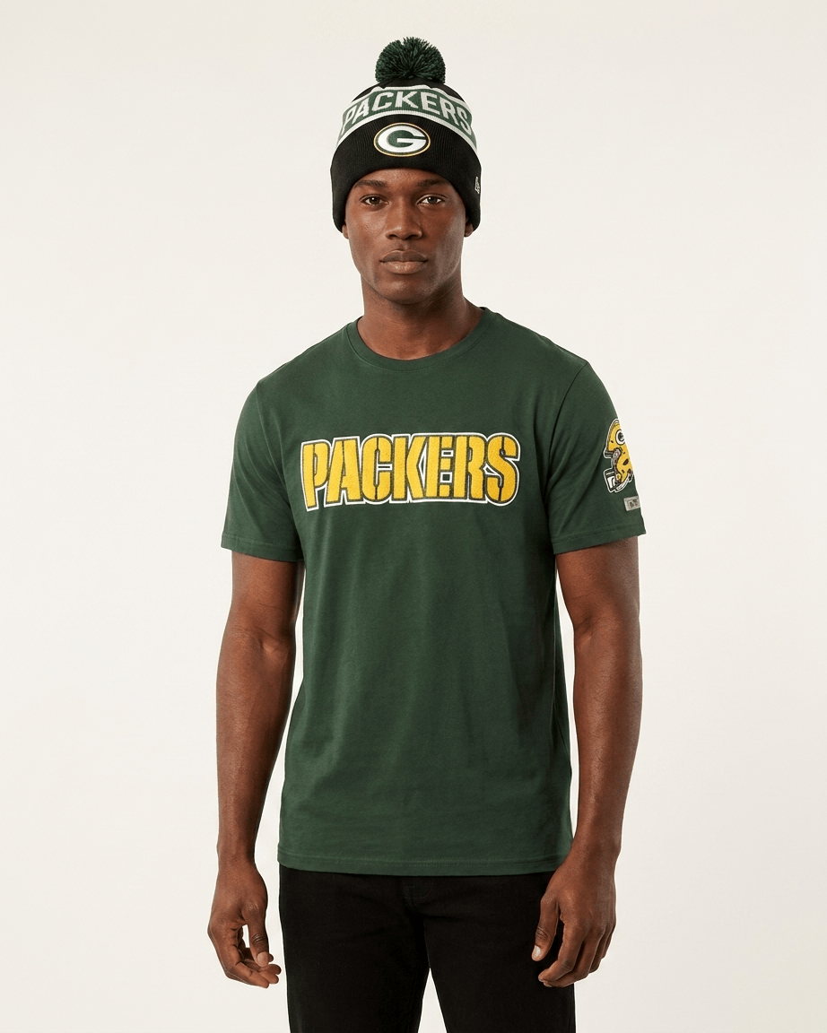 US Sports HQ Bundles Green Bay Packers NFL Flex T-Shirt & Beanie Bundle
