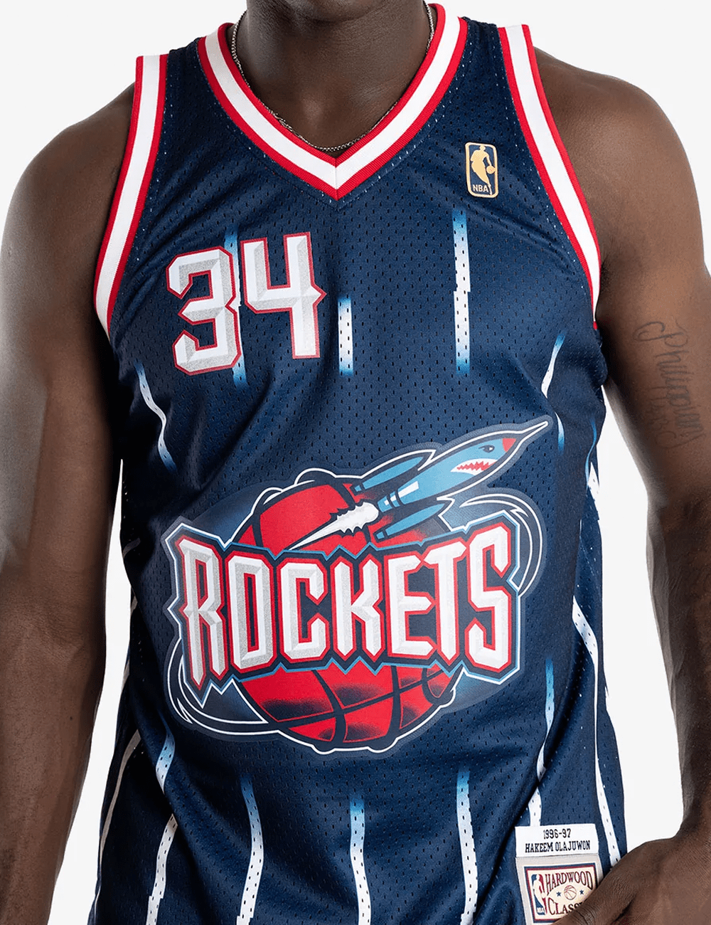 Mitchell And Ness Jerseys Hakeem Olajuwon Houston Rockets Mitchell & Ness NBA 96-97 Road HWC Swingman Jersey - Navy