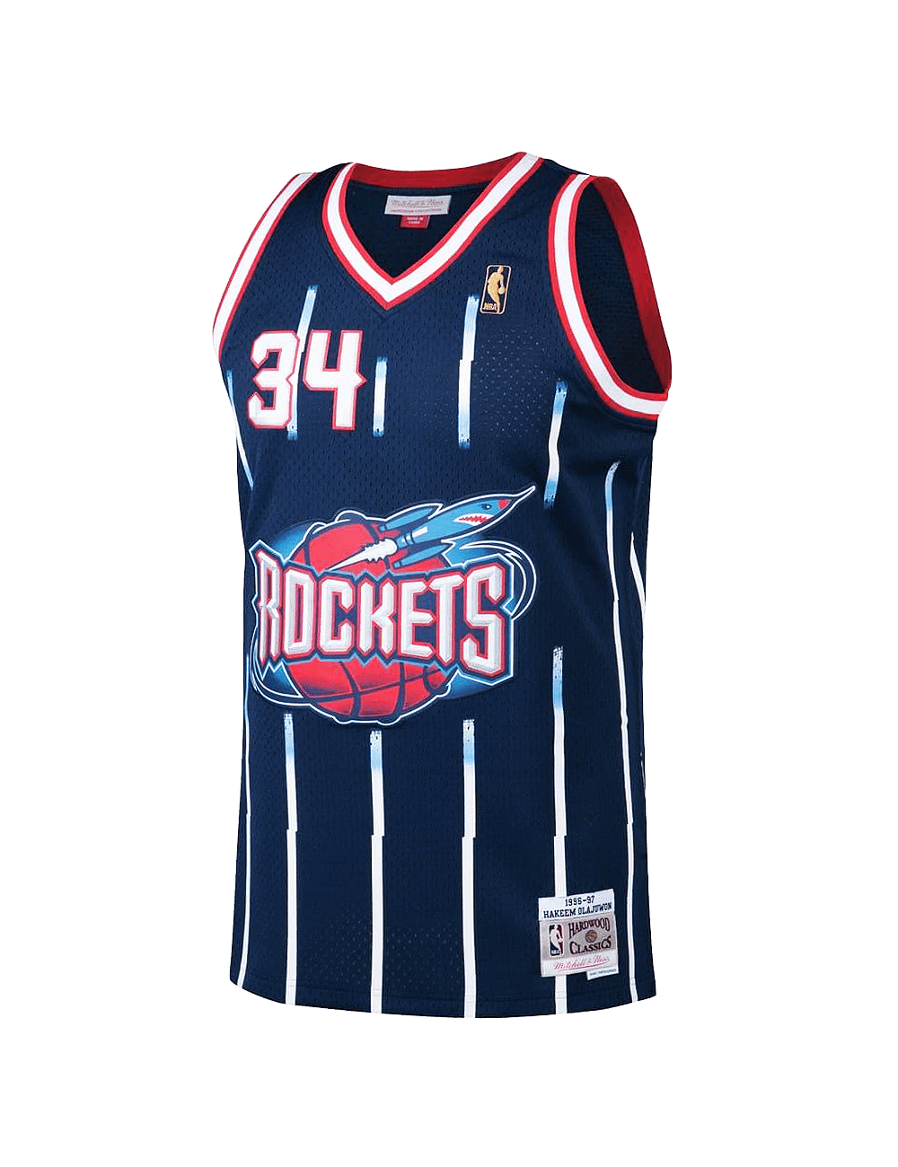Mitchell And Ness Jerseys Hakeem Olajuwon Houston Rockets Mitchell & Ness NBA 96-97 Road HWC Swingman Jersey - Navy