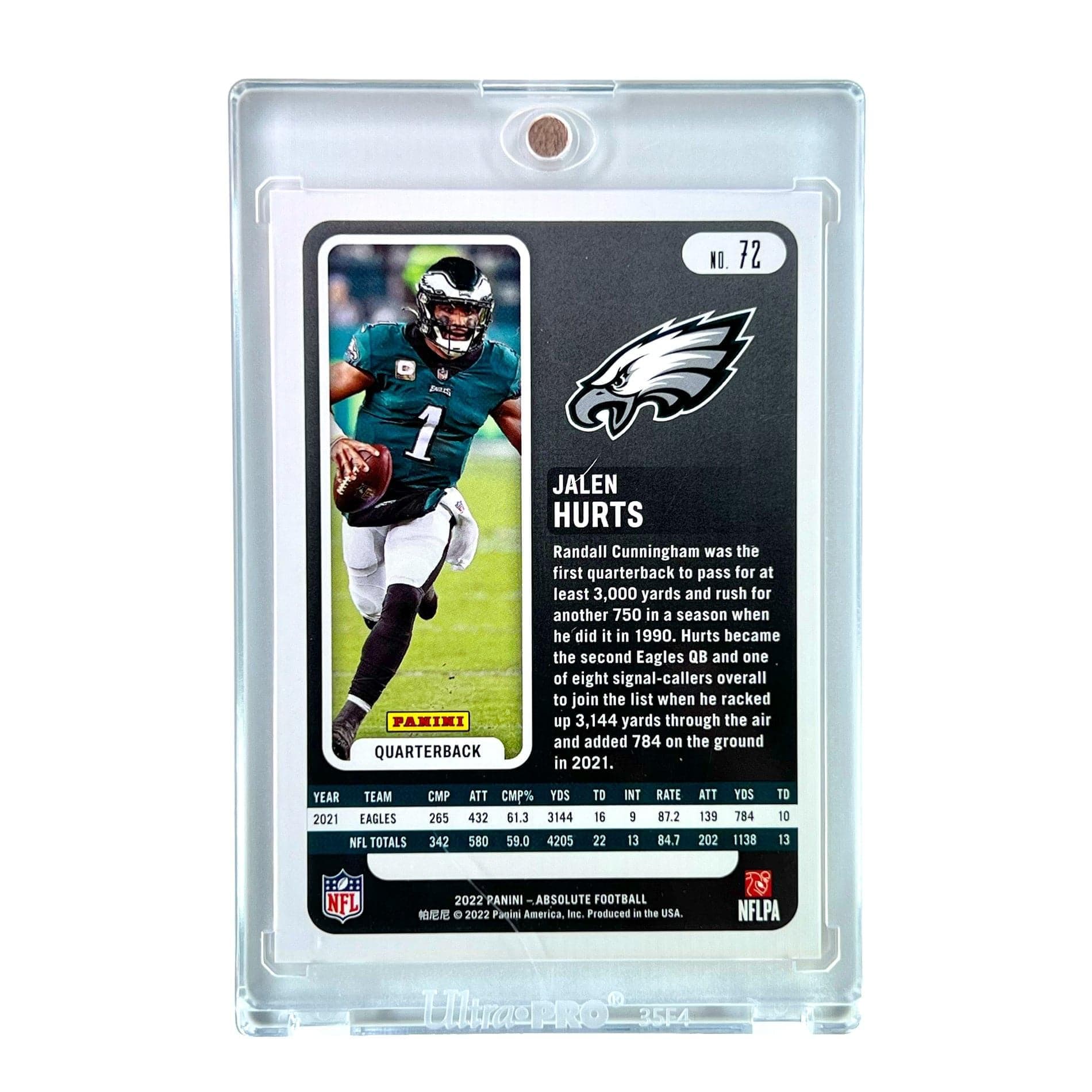 Panini Cards Jalen Hurts Philadelphia Eagles Panini NFL 22 Absolute Gold Stars /25 Card