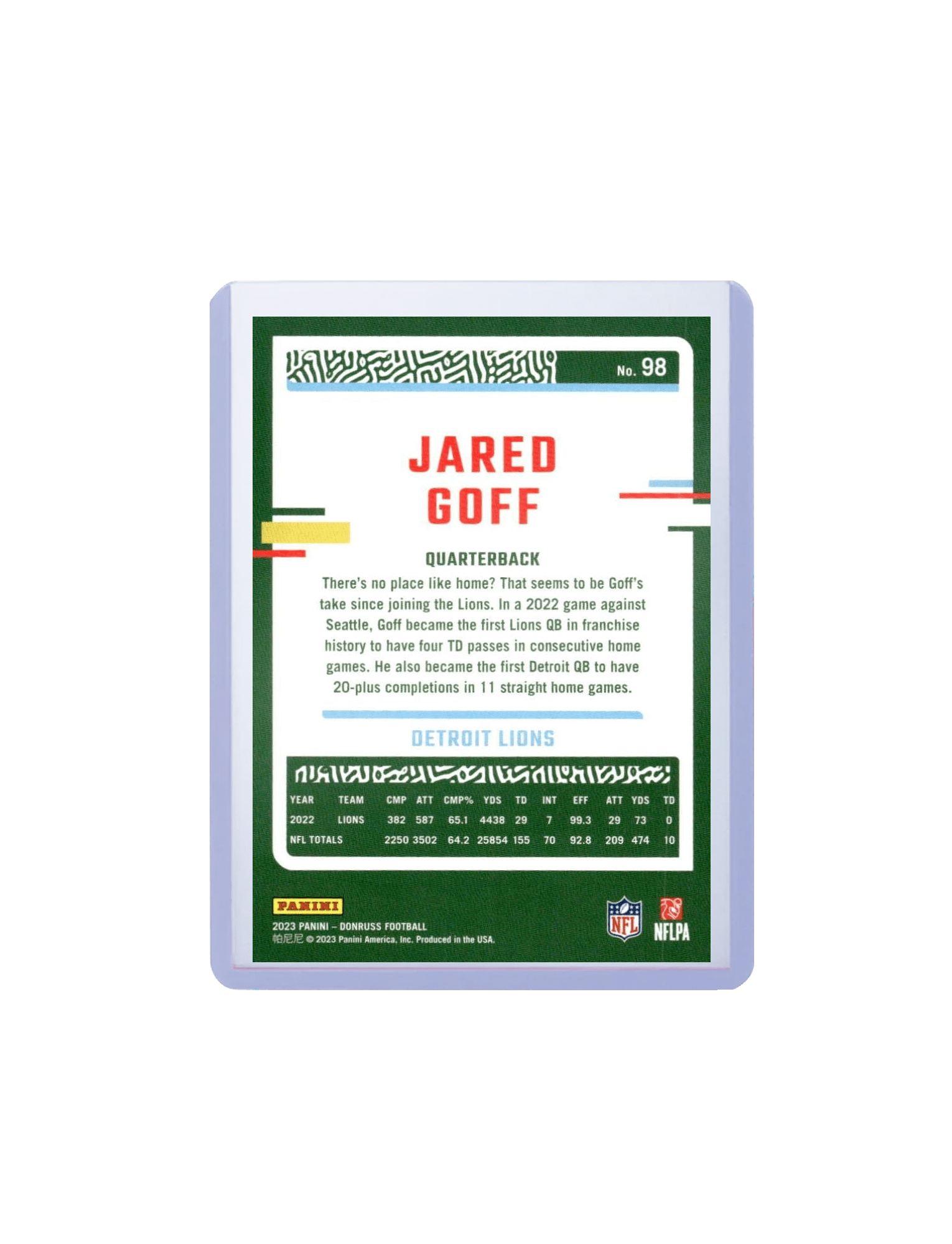Panini Cards Jared Goff Detroit Lions Panini NFL 23-24 Donruss Card