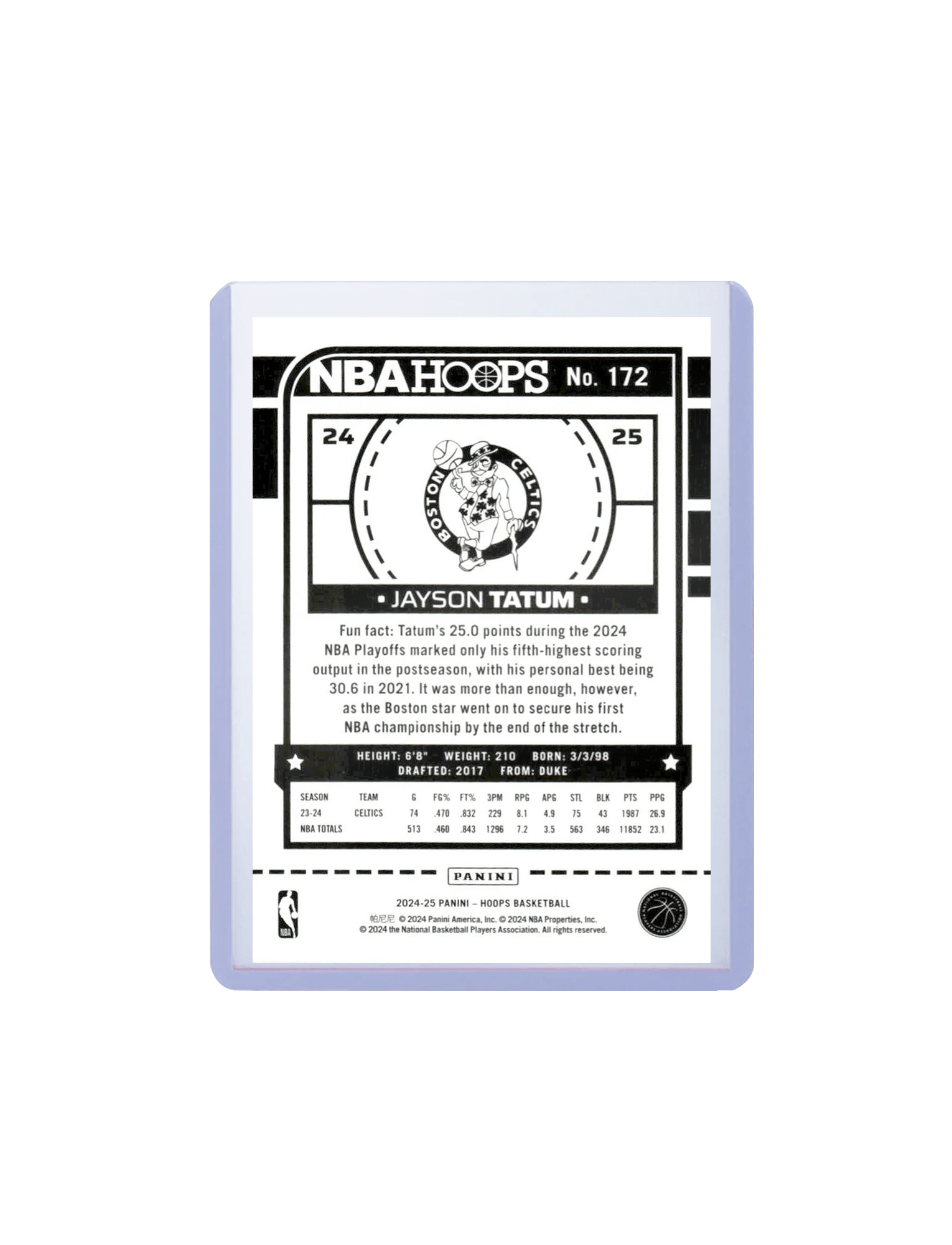 Panini Cards Jayson Tatum Boston Celtics Panini NBA Hoops 24-25 Base Card