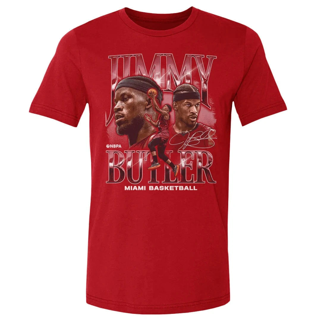 500 Level T-Shirts Jimmy Butler Miami Heat 500 Level NBA Vintage Player T-Shirt - Red