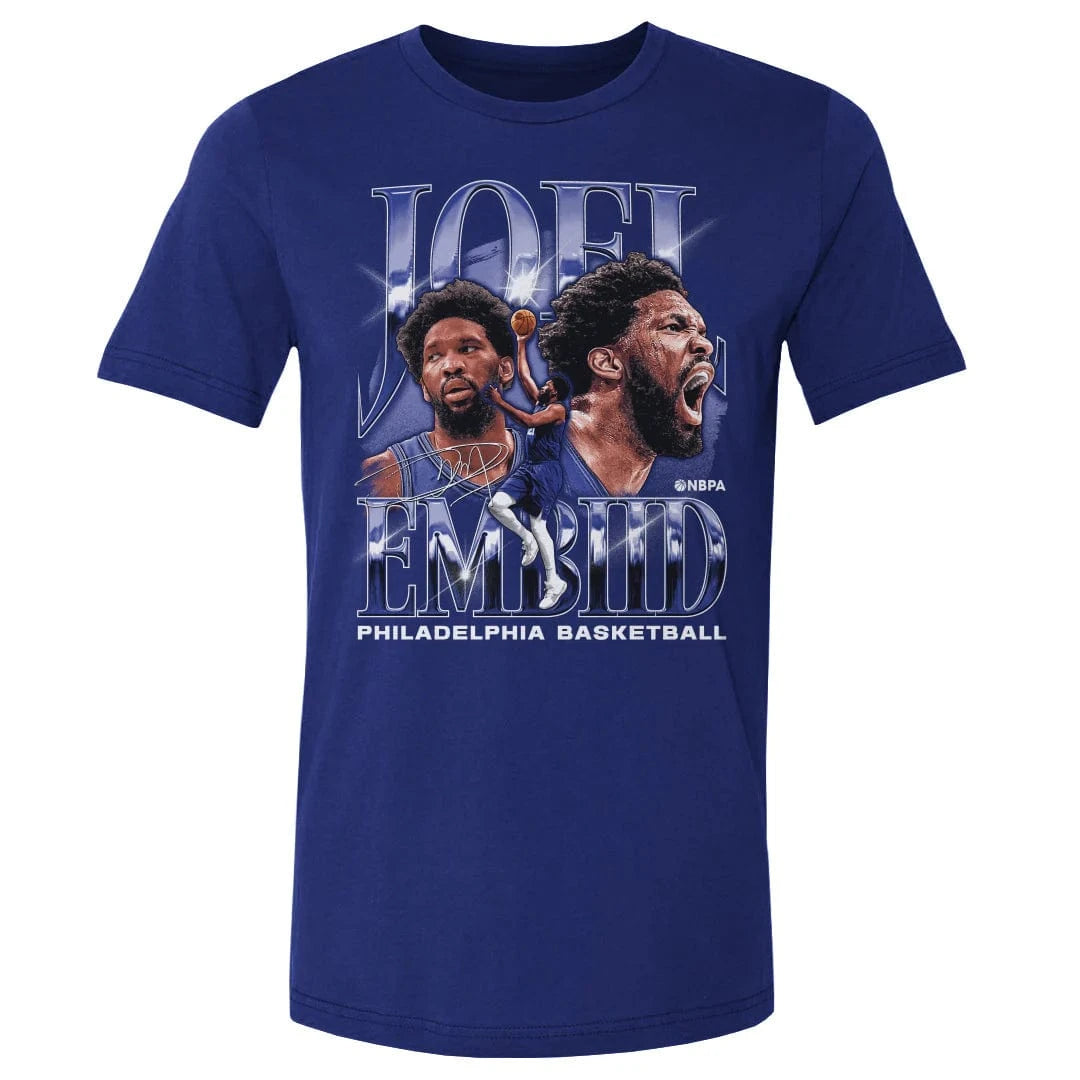 500 Level T-Shirts Joel Embiid Philadelphia 76ers 500 Level NBA Vintage Player T-Shirt - Blue