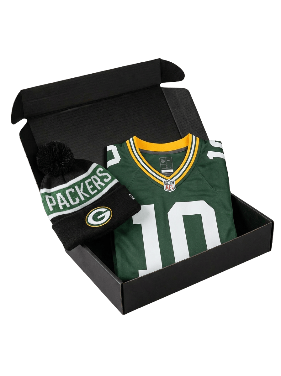 US Sports HQ Gift Boxes Jordan Love Green Bay Packers NFL Jersey & Beanie Bundle