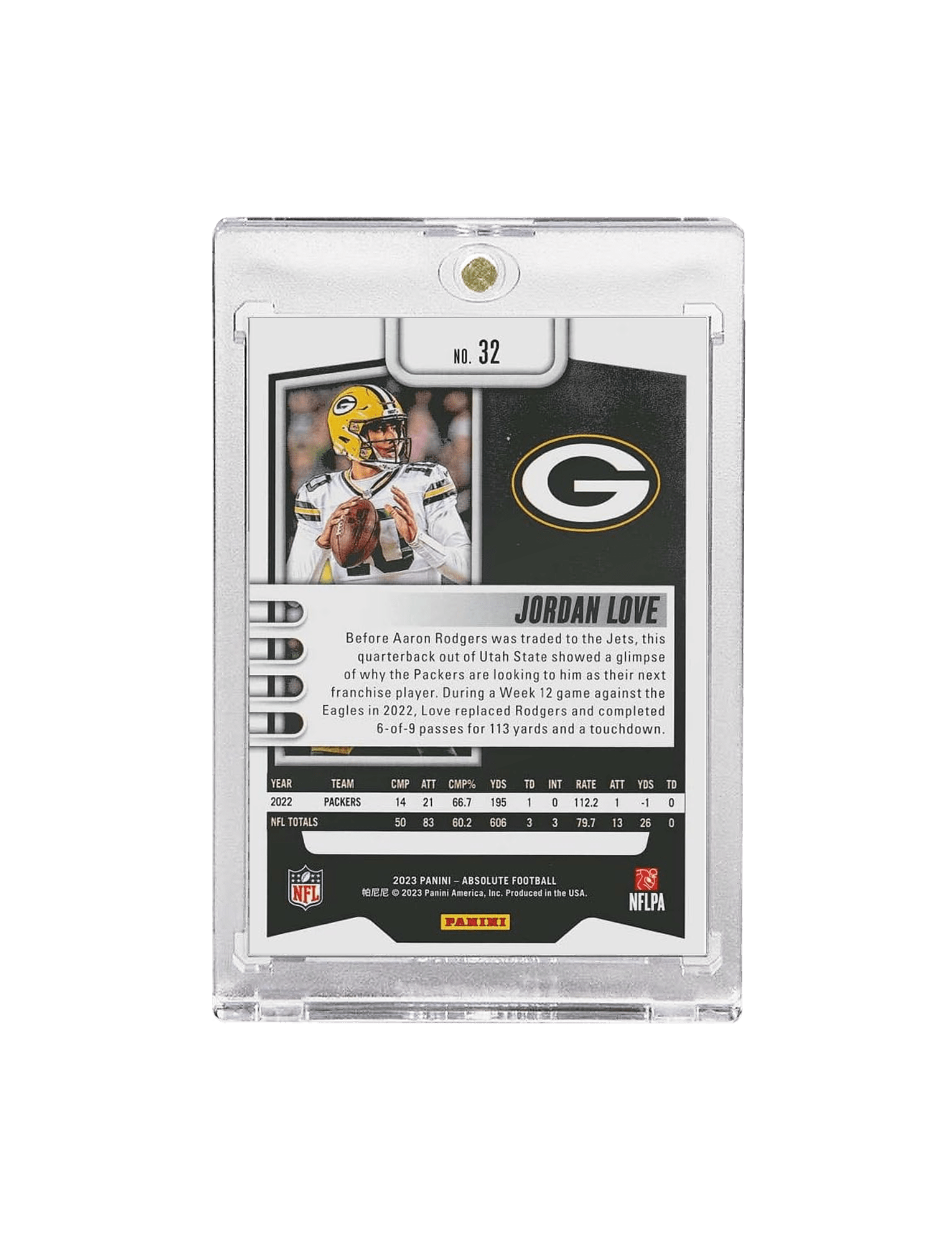 Panini Cards Jordan Love Green Bay Packers Panini NFL 23 Absolute Silver 32 Card