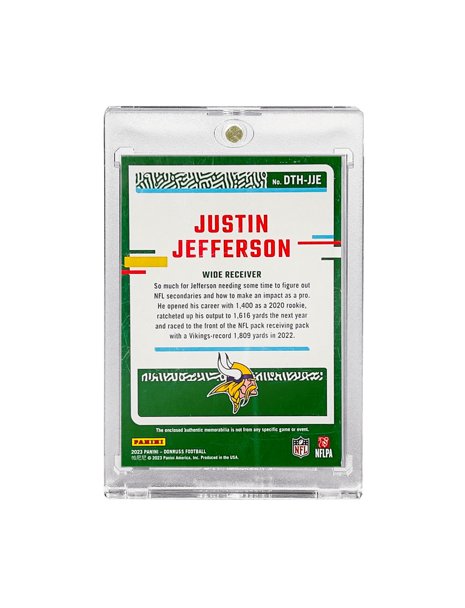 Panini Cards Justin Jefferson Minnesota Vikings Panini NFL Donruss 23 Threads Patch Card