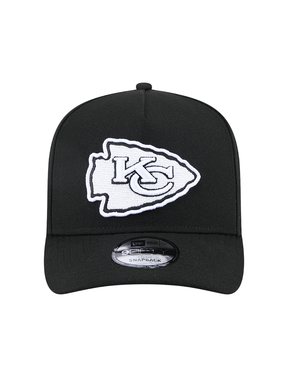 New Era Caps Kansas City Chiefs New Era NFL Black White 9FIFTY Pre-Curved A-Frame Snapback Hat