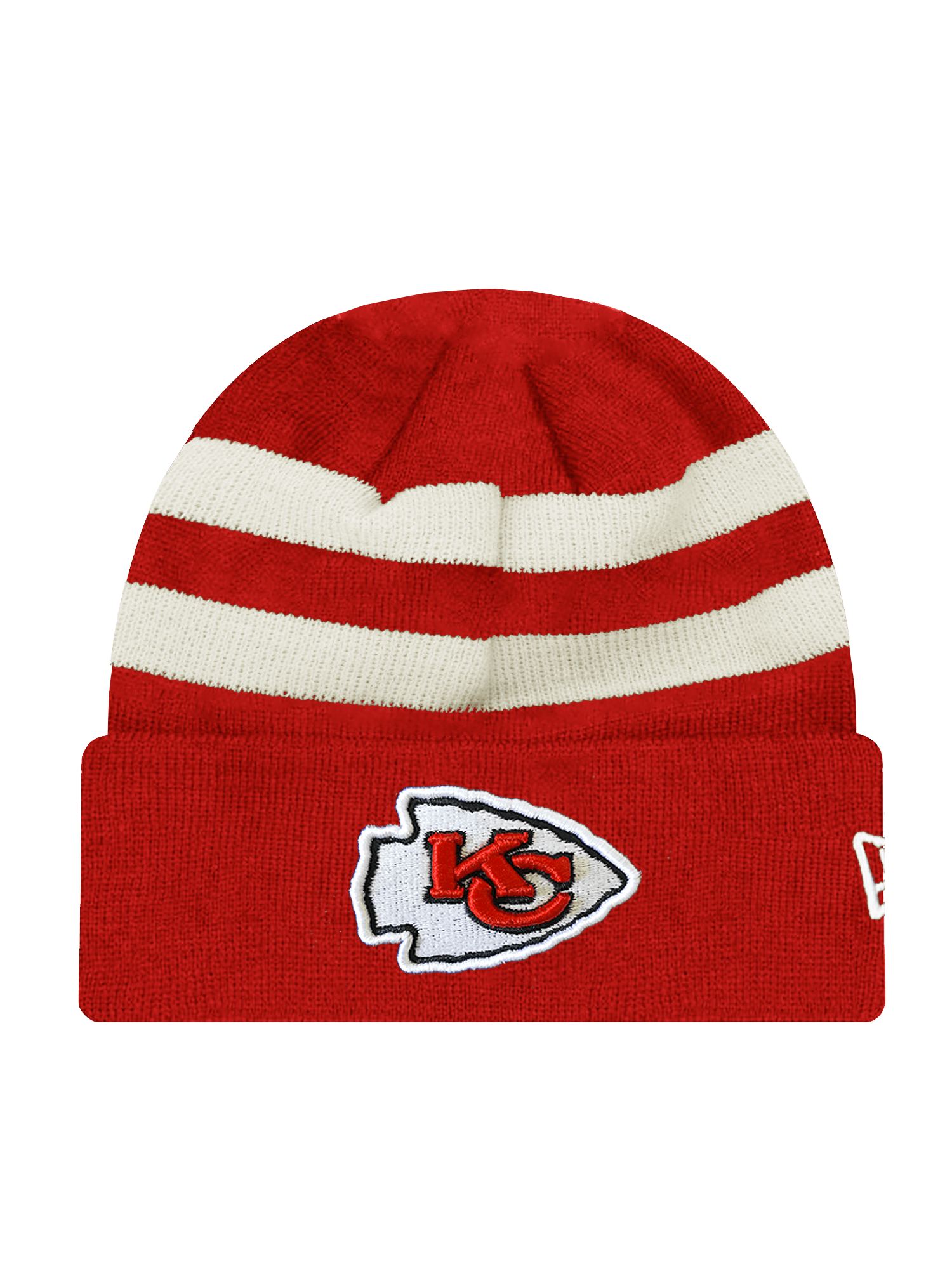 New Era Beanies Kansas City Chiefs New Era NFL Ivory Stripe Knit Beanie - Red