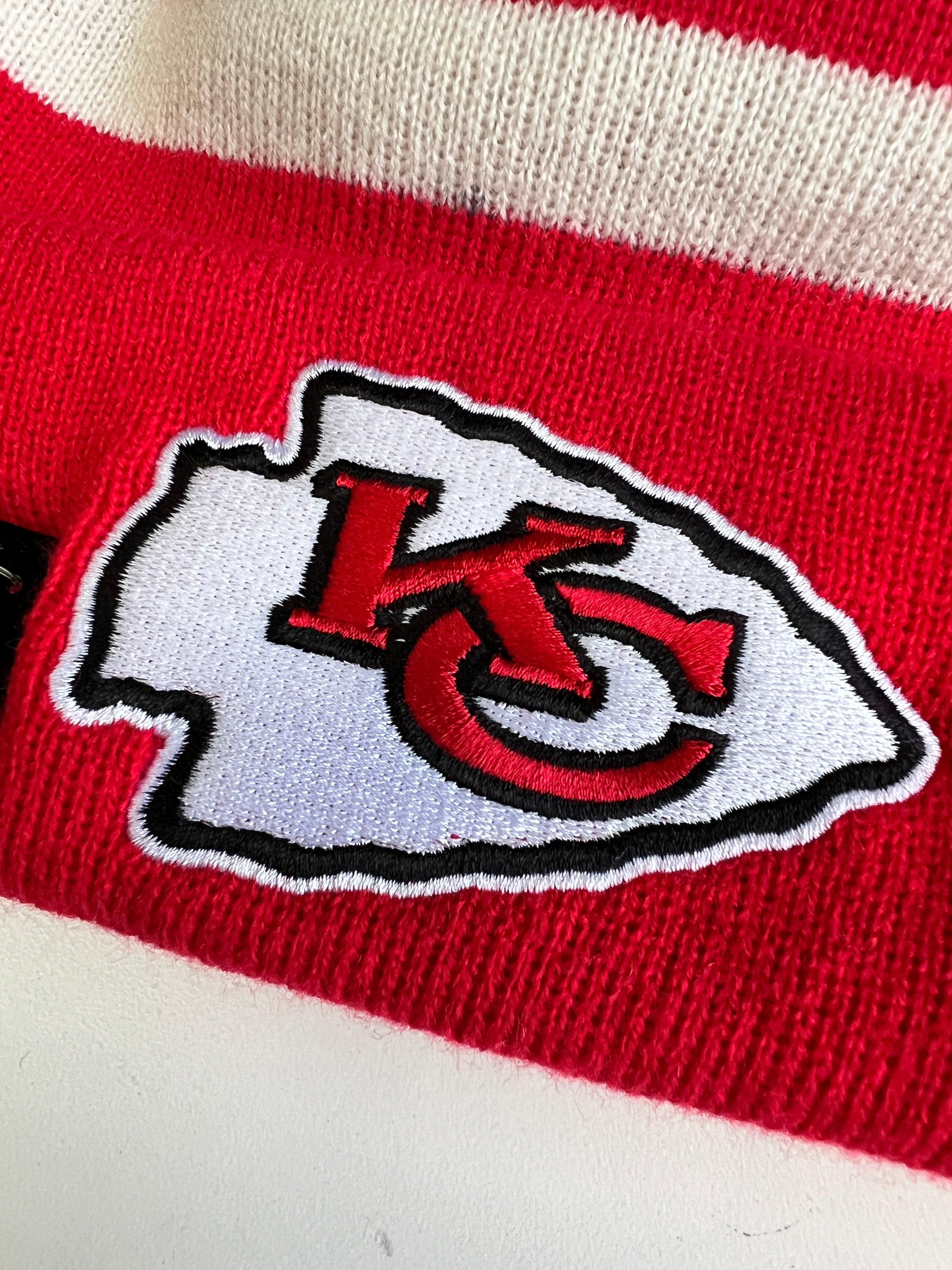 New Era Beanies Kansas City Chiefs New Era NFL Ivory Stripe Pom Knit Beanie - Red