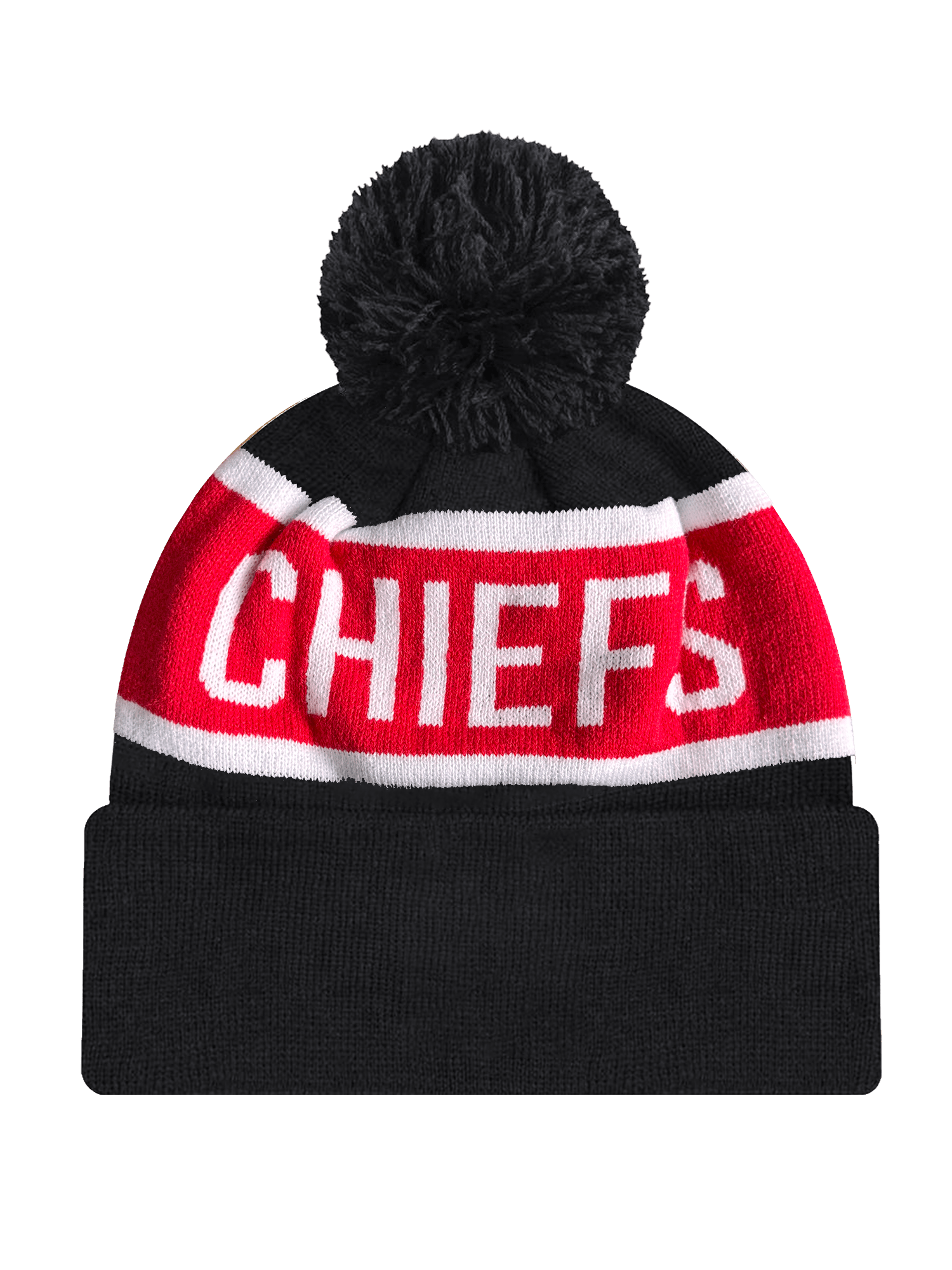 New Era Beanies Kansas City Chiefs New Era NFL Team Spell Pom Knit Beanie - Black