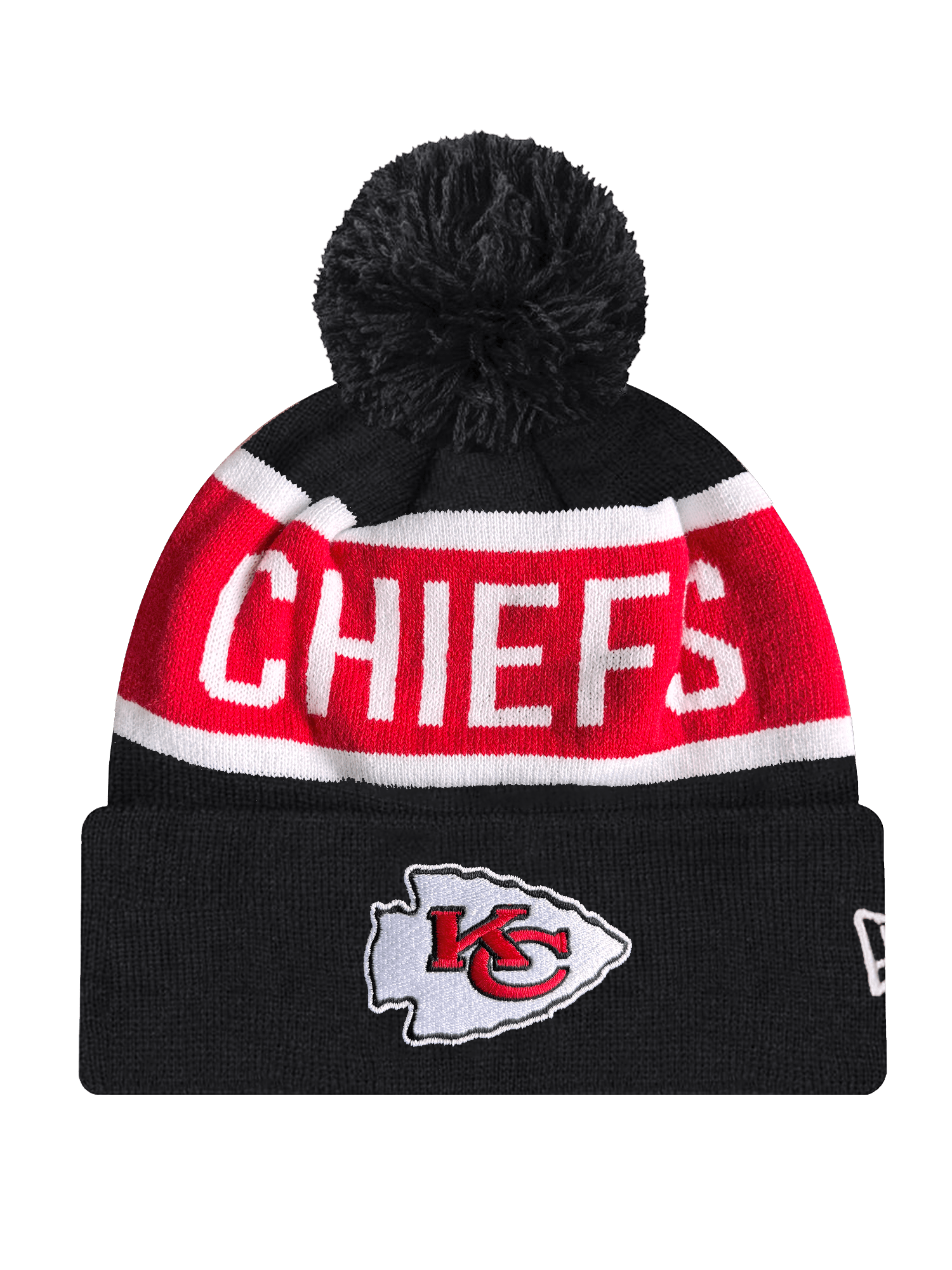 New Era Beanies Kansas City Chiefs New Era NFL Team Spell Pom Knit Beanie - Black