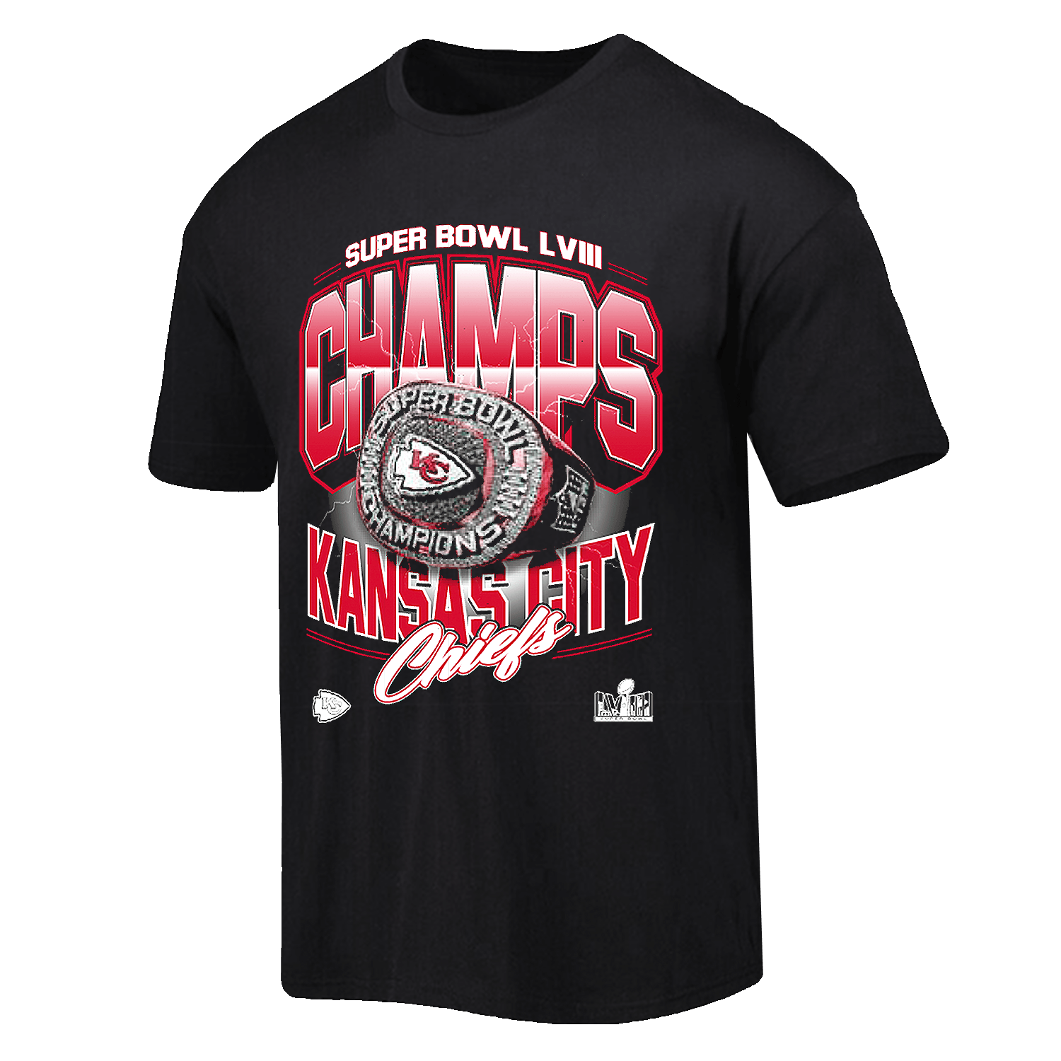 Majestic Athletic T-Shirts Kansas City Chiefs NFL Super Bowl LVIII Champs Ring T-Shirt - Black