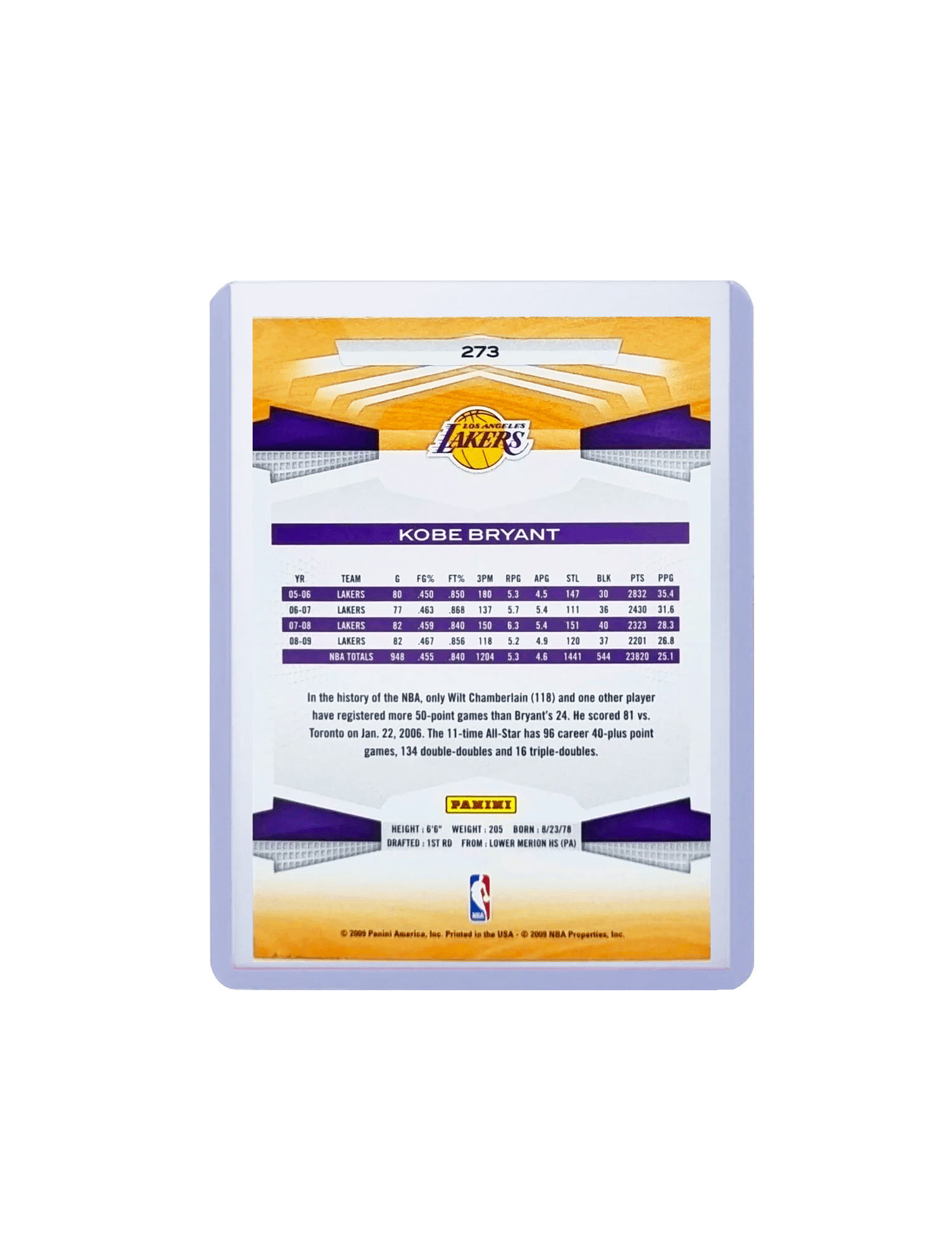 Panini Cards Kobe Bryant Los Angeles Lakers Panini NBA 09-10 Card