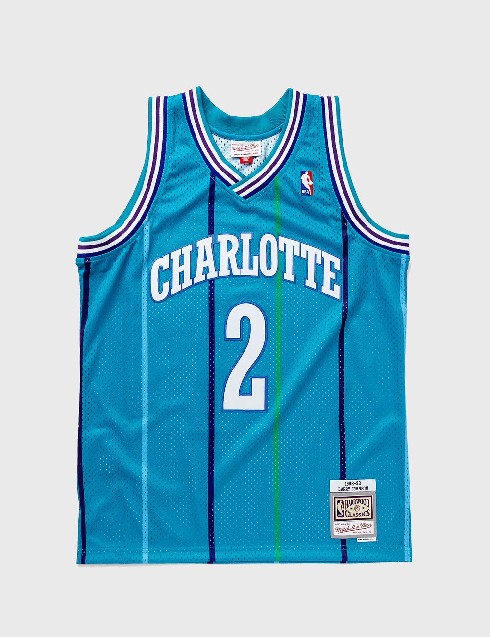 Mitchell And Ness Jerseys Larry Johnson Charlotte Hornets Mitchell & Ness NBA 92-93 Road HWC Swingman Jersey - Teal