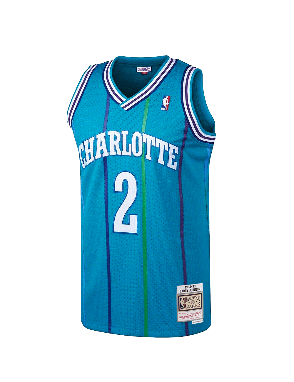Mitchell And Ness Jerseys Larry Johnson Charlotte Hornets Mitchell & Ness NBA 92-93 Road HWC Swingman Jersey - Teal