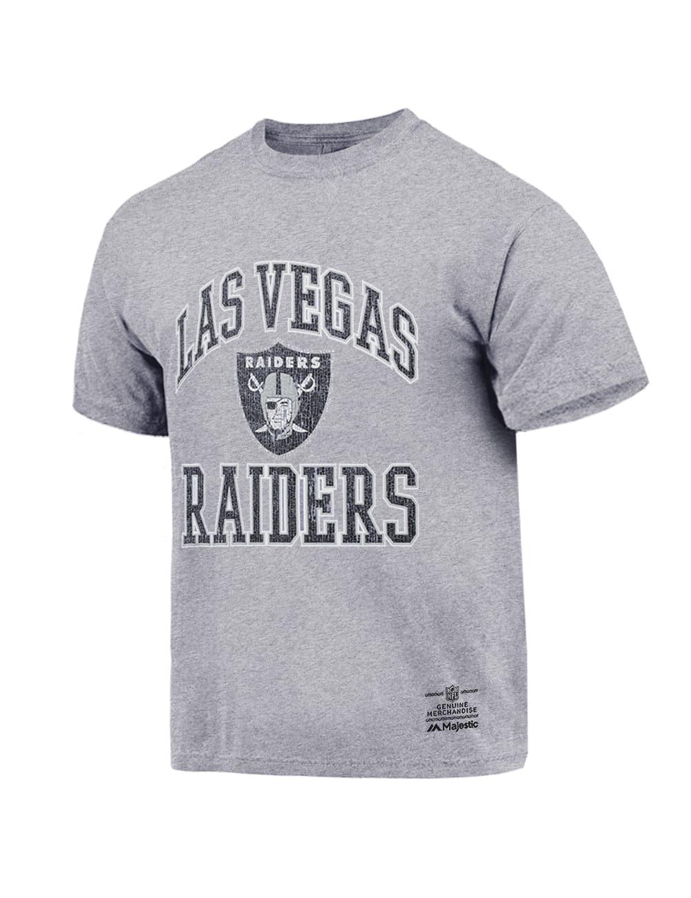 Majestic Athletic T-Shirts Las Vegas Raiders Majestic NFL Ivy Arch Vintage T-Shirt - Grey Marle