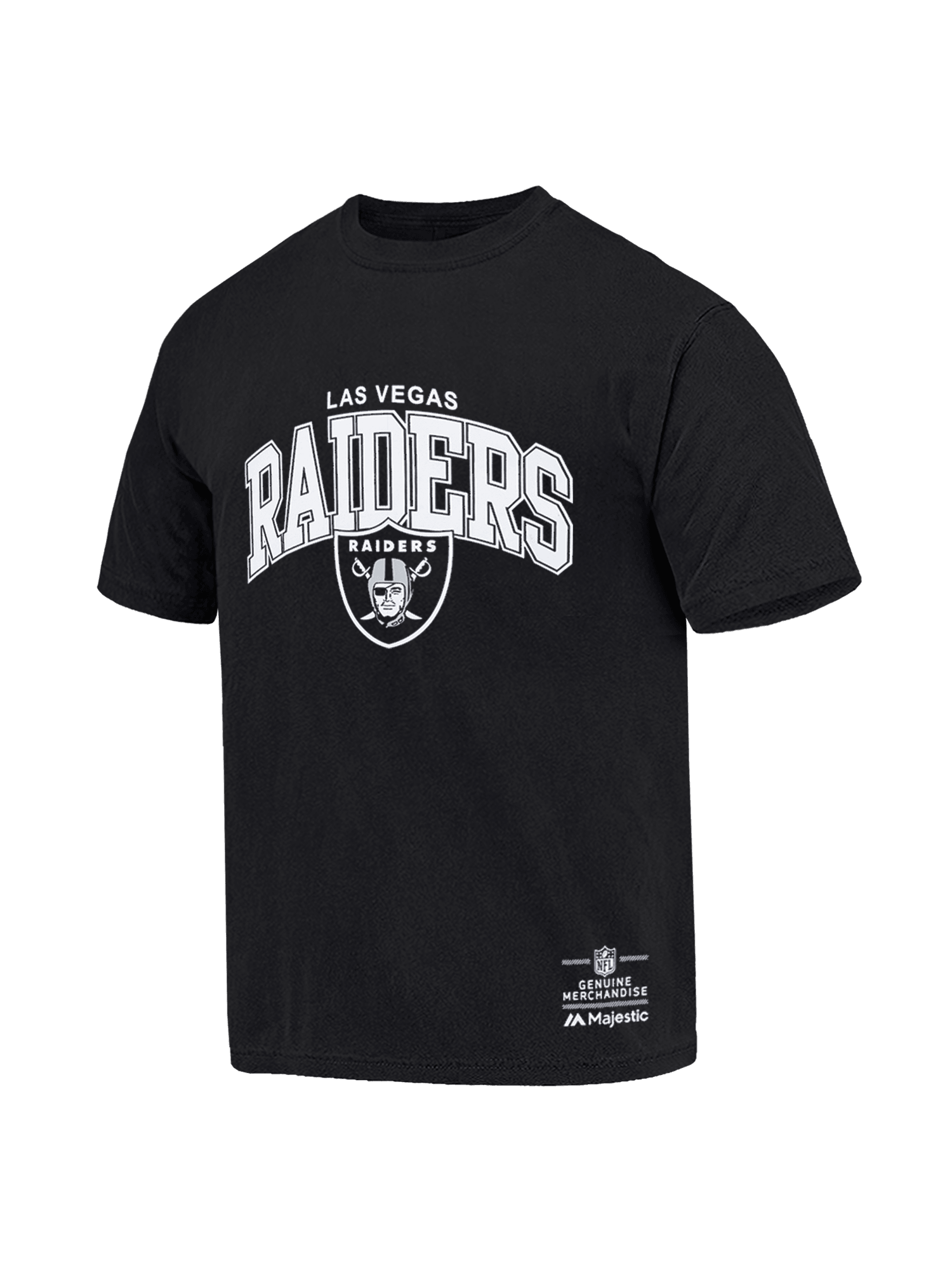 Majestic Athletic T-Shirts Las Vegas Raiders Majestic NFL Logo Arch Vintage T-Shirt - Faded Black