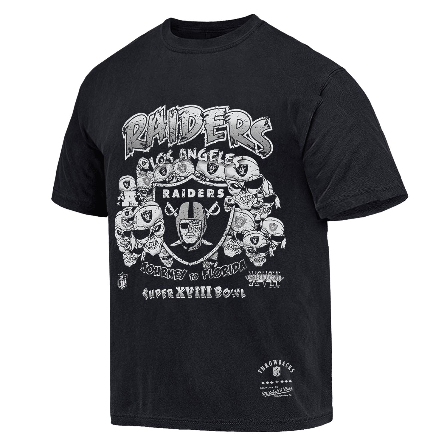 Mitchell And Ness T-Shirts Las Vegas Raiders Mitchell & Ness NFL Journey To Florida Vintage T-Shirt - Faded Black