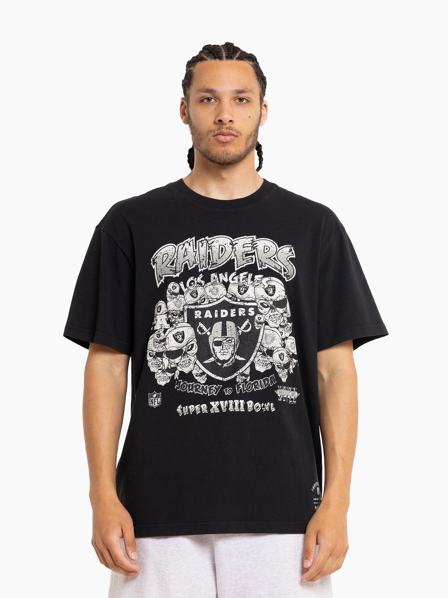 Mitchell And Ness T-Shirts Las Vegas Raiders Mitchell & Ness NFL Journey To Florida Vintage T-Shirt - Faded Black