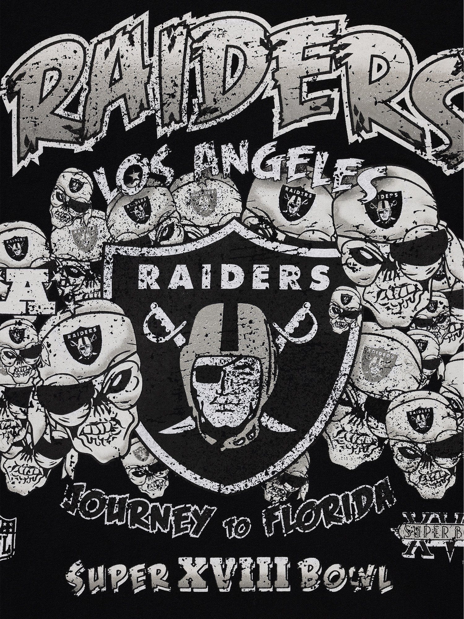 Mitchell And Ness T-Shirts Las Vegas Raiders Mitchell & Ness NFL Journey To Florida Vintage T-Shirt - Faded Black