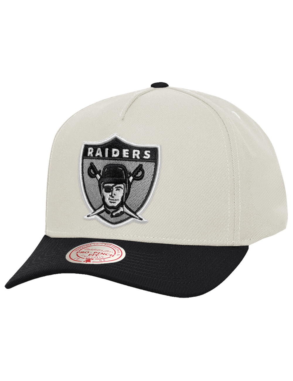 Mitchell And Ness Caps Las Vegas Raiders Mitchell & Ness NFL Team Pro Pinch Snapback Hat - White Cream