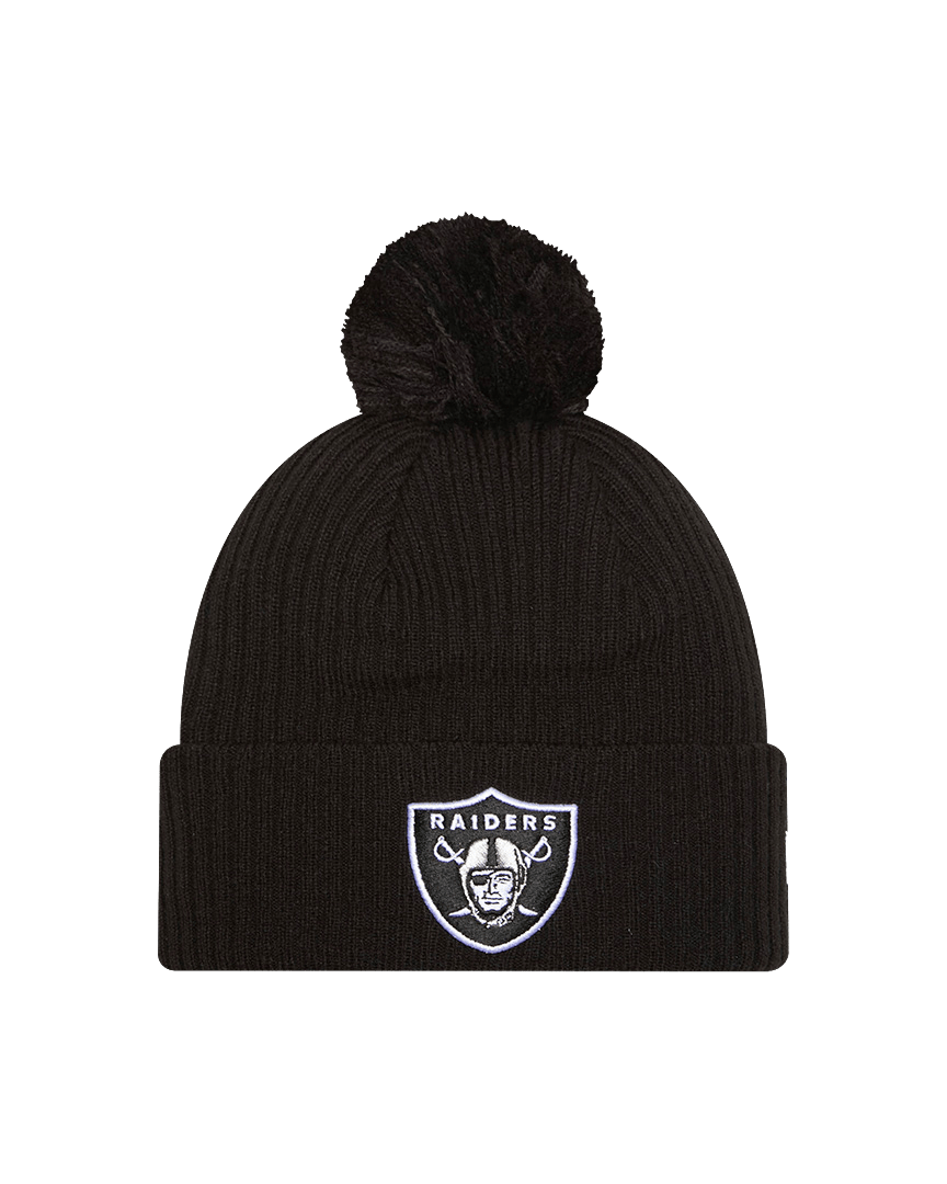 New Era Beanies OSFM Las Vegas Raiders New Era MLB Team Ribbed Knit Pom Beanie - Black
