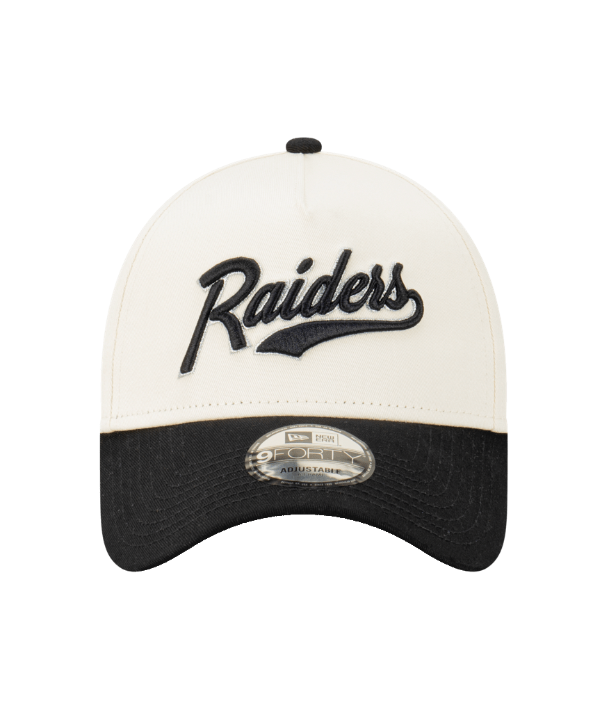 New Era Caps Las Vegas Raiders New Era NFL Script 9FORTY A-Frame Snapback Hat - Chrome