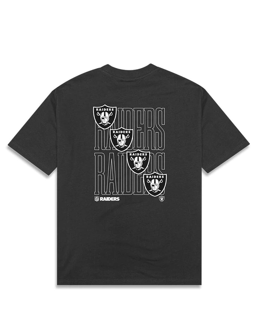New Era T-Shirts Las Vegas Raiders New Era NFL Stacked Oversized T-Shirt - Charcoal