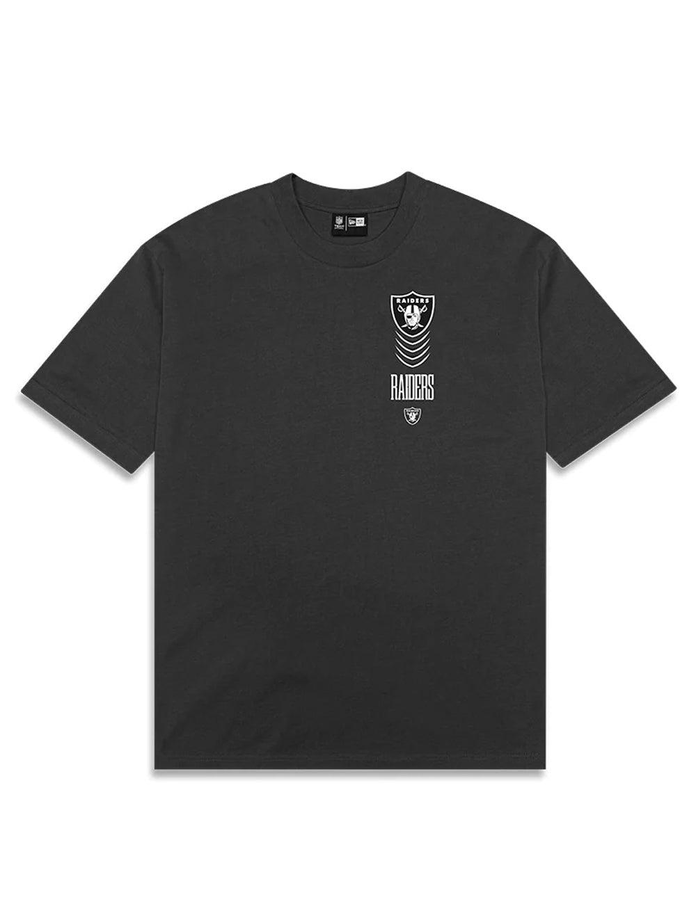 New Era T-Shirts Las Vegas Raiders New Era NFL Stacked Oversized T-Shirt - Charcoal