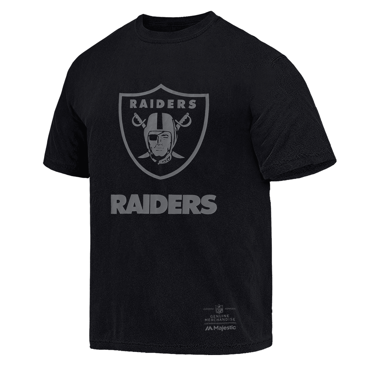 Majestic Athletic T-Shirts Las Vegas Raiders NFL Tonal Team Crest Vintage T-Shirt - Faded Black