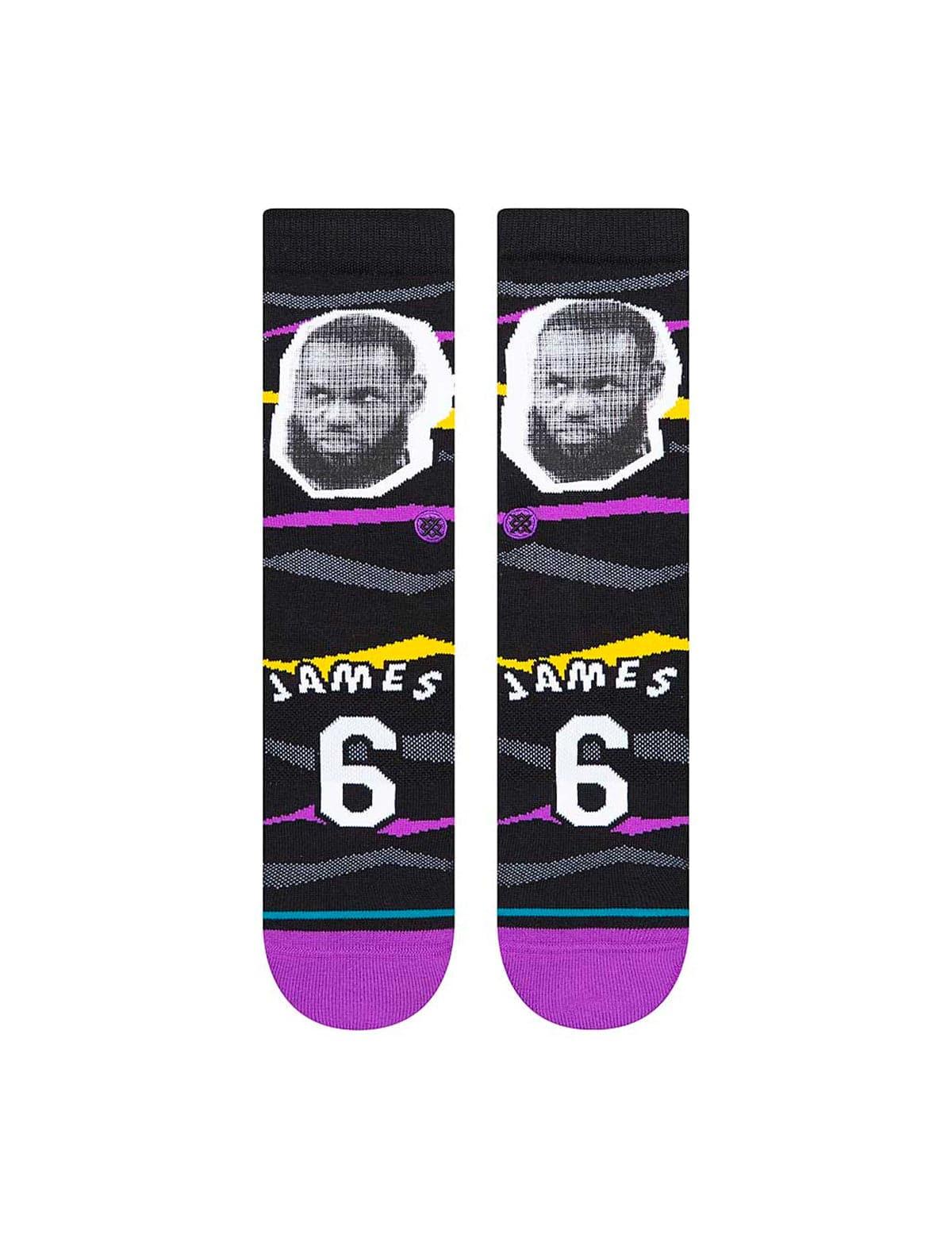 Stance Socks Large (9-12 US) LeBron James Los Angeles Lakers Stance NBA Faxed Crew Socks - Black