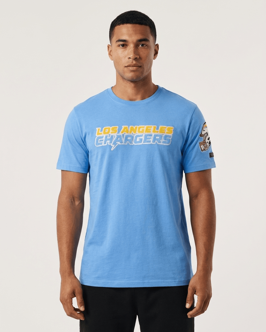 Pro Standard T-Shirts Los Angeles Chargers Pro Standard NFL Team Chenille Flex T-Shirt - Light Blue
