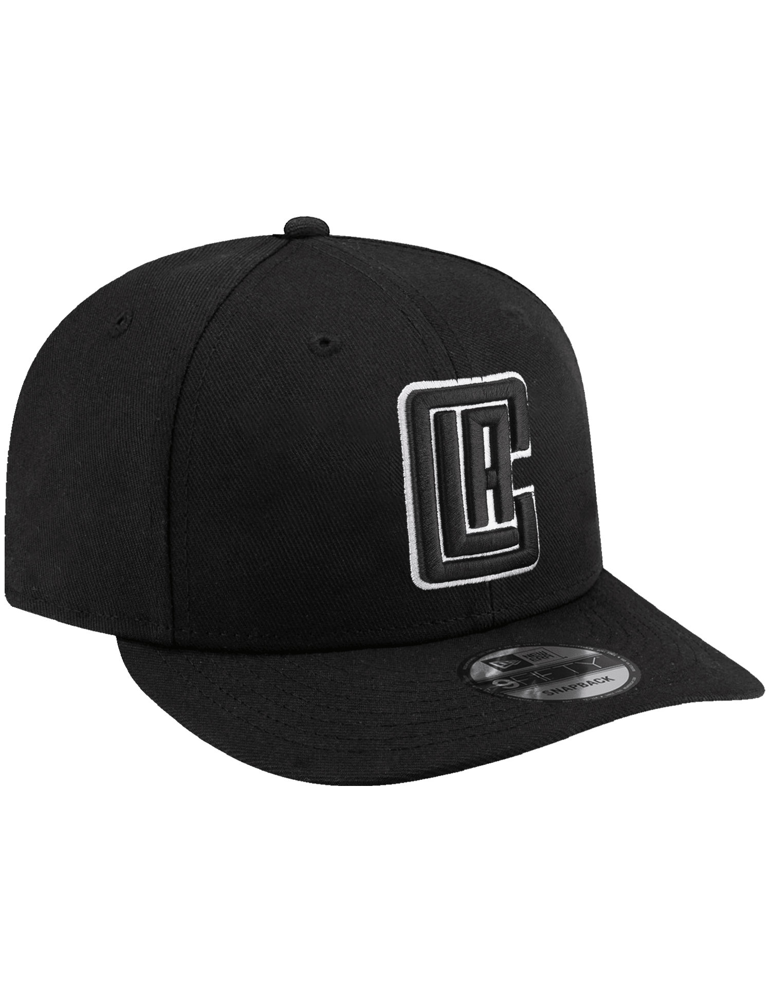 New Era Caps Los Angeles Clippers New Era NBA Black White 9FIFTY Pre-Curved Snapback Hat - Black