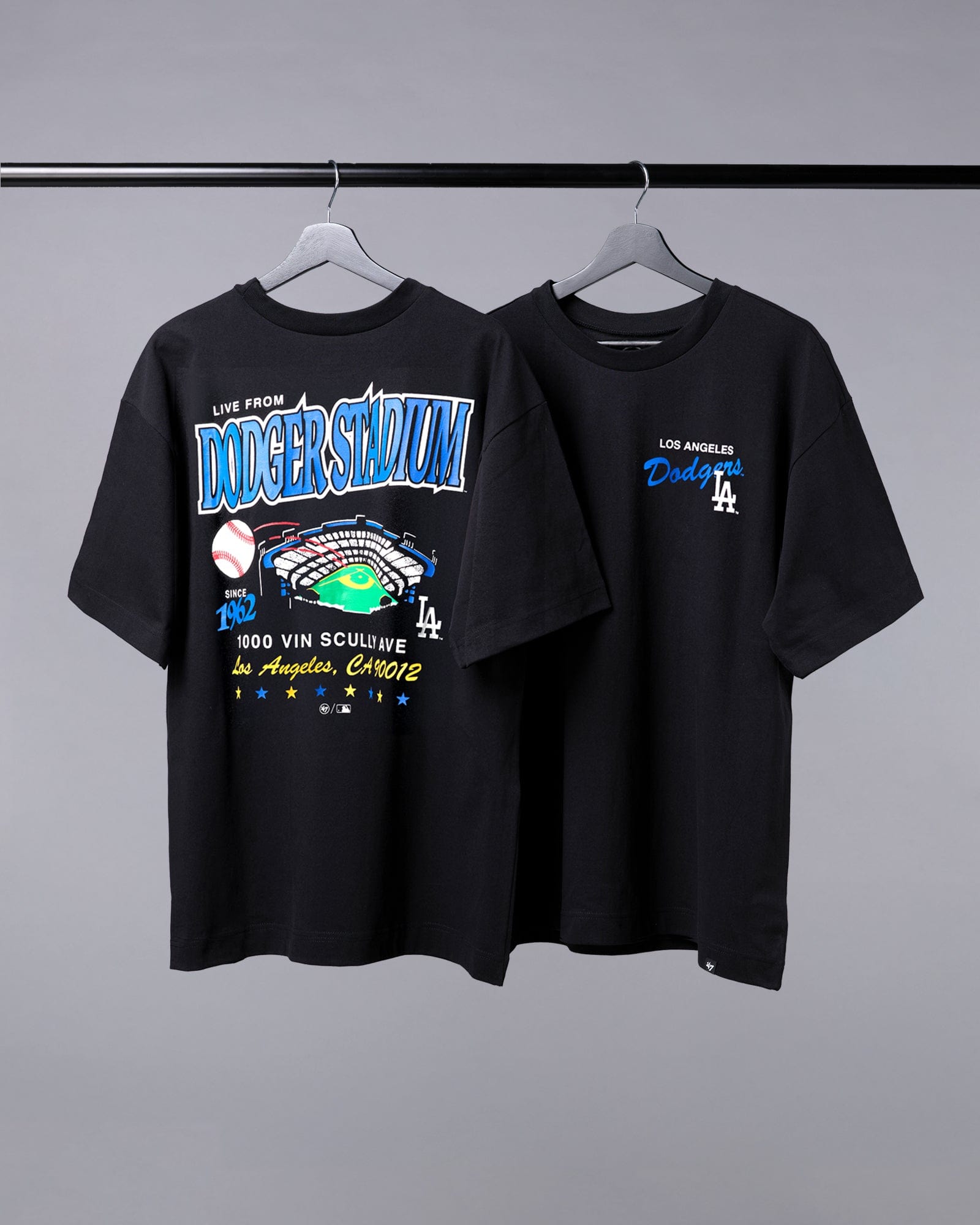 47 Brand T-Shirts Los Angeles Dodgers '47 MLB Stadium Vintage Foundation T-Shirt - Black