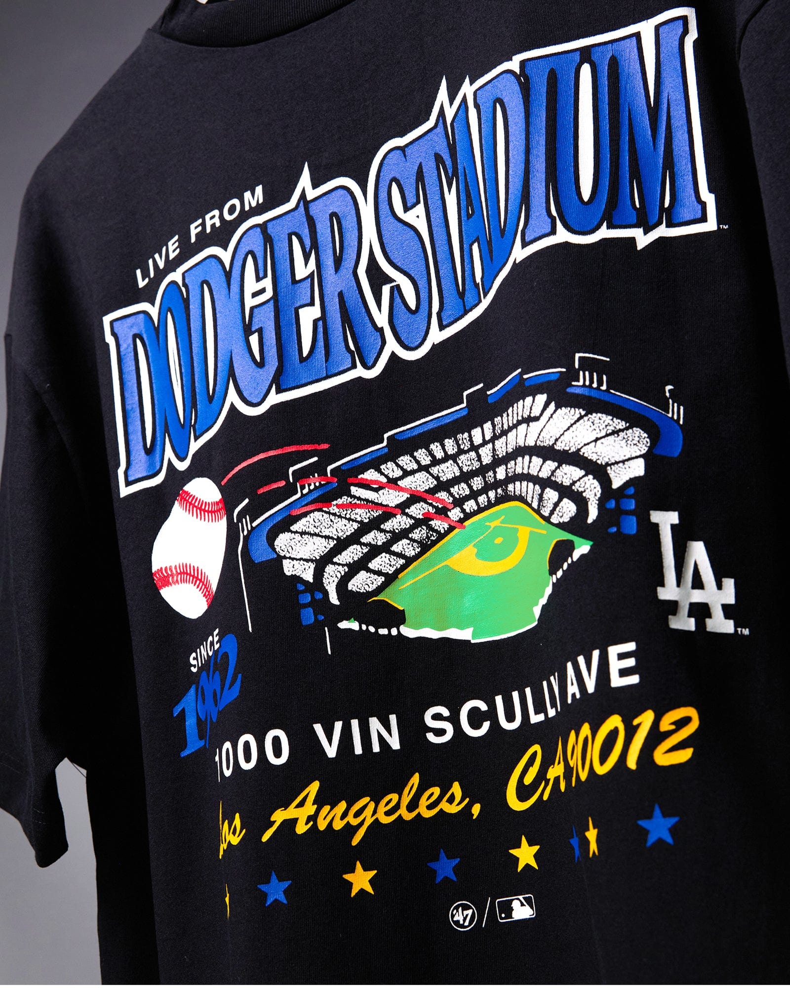 47 Brand T-Shirts Los Angeles Dodgers '47 MLB Stadium Vintage Foundation T-Shirt - Black