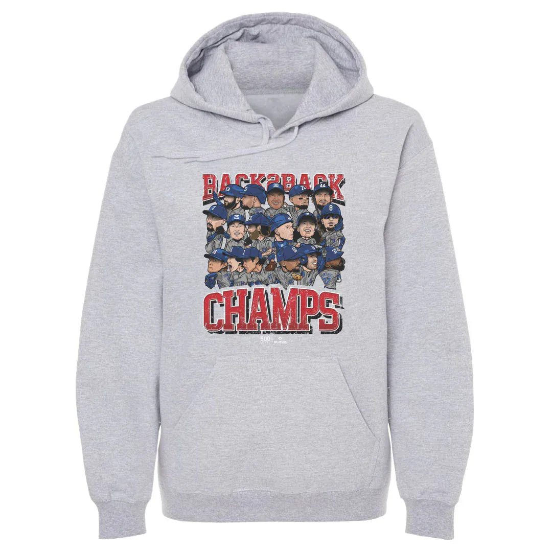 500 Level Jumpers Los Angeles Dodgers 500 Level MLB 2025 Champs Back 2 Back Hoodie Jumper - Grey