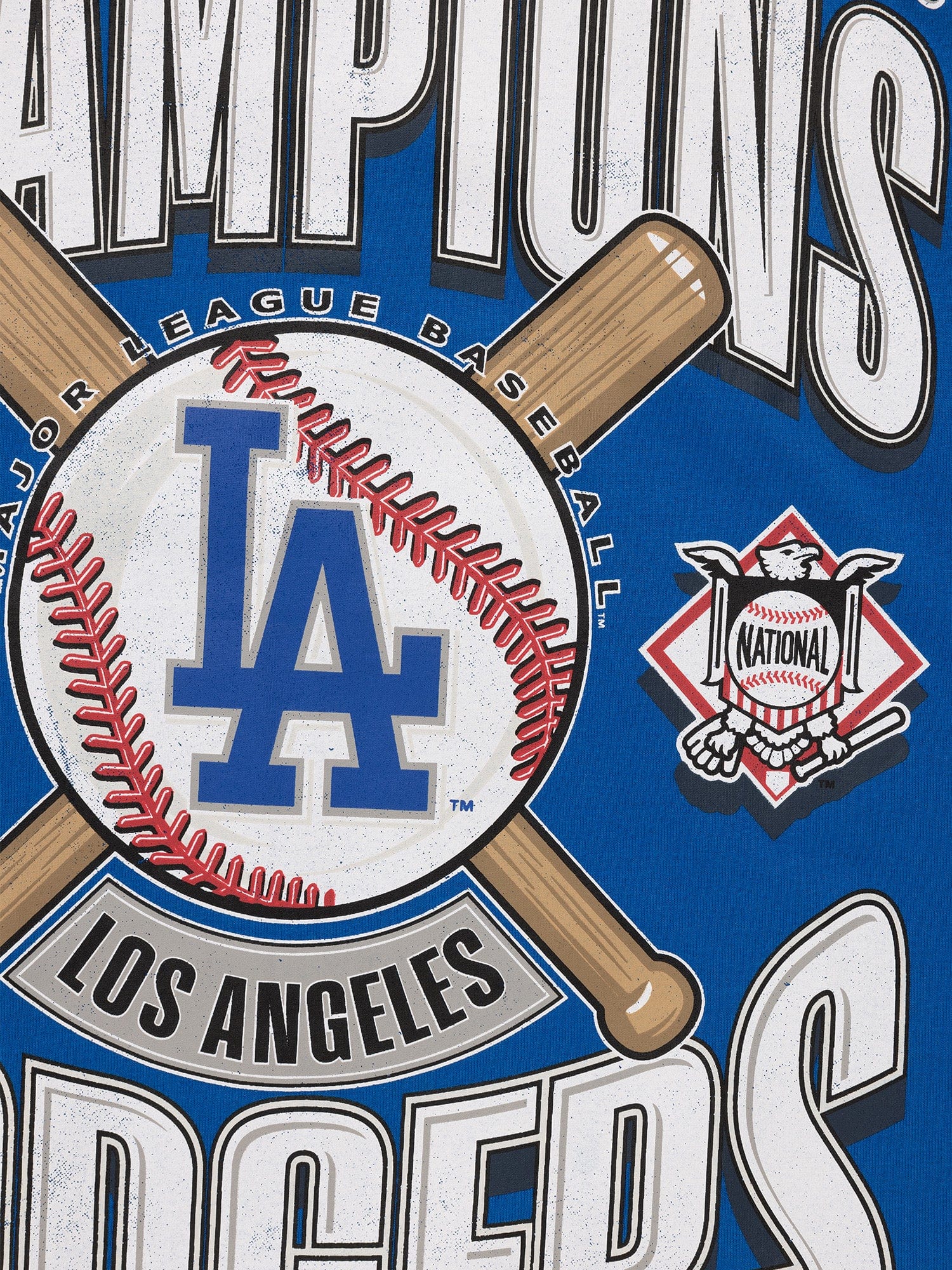 Majestic Athletic T-Shirts Los Angeles Dodgers Majestic MLB League Champs Oversized Vintage T-Shirt - Blue