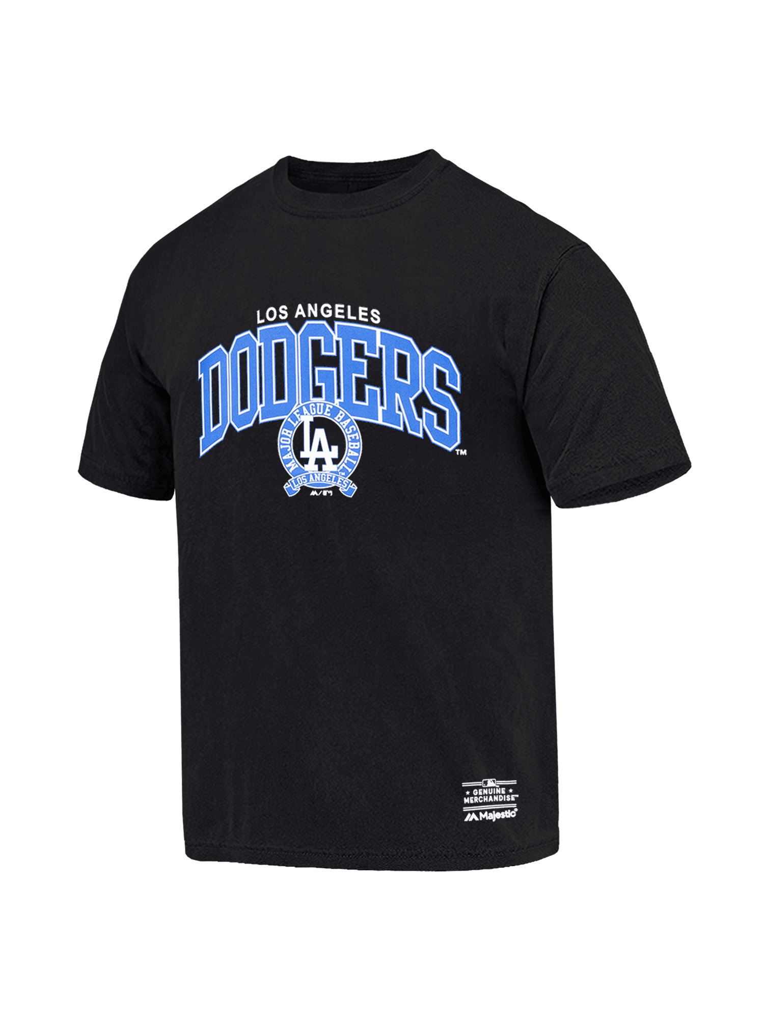 Majestic Athletic T-Shirts Los Angeles Dodgers Majestic MLB Logo Arch Vintage T-Shirt - Faded Black