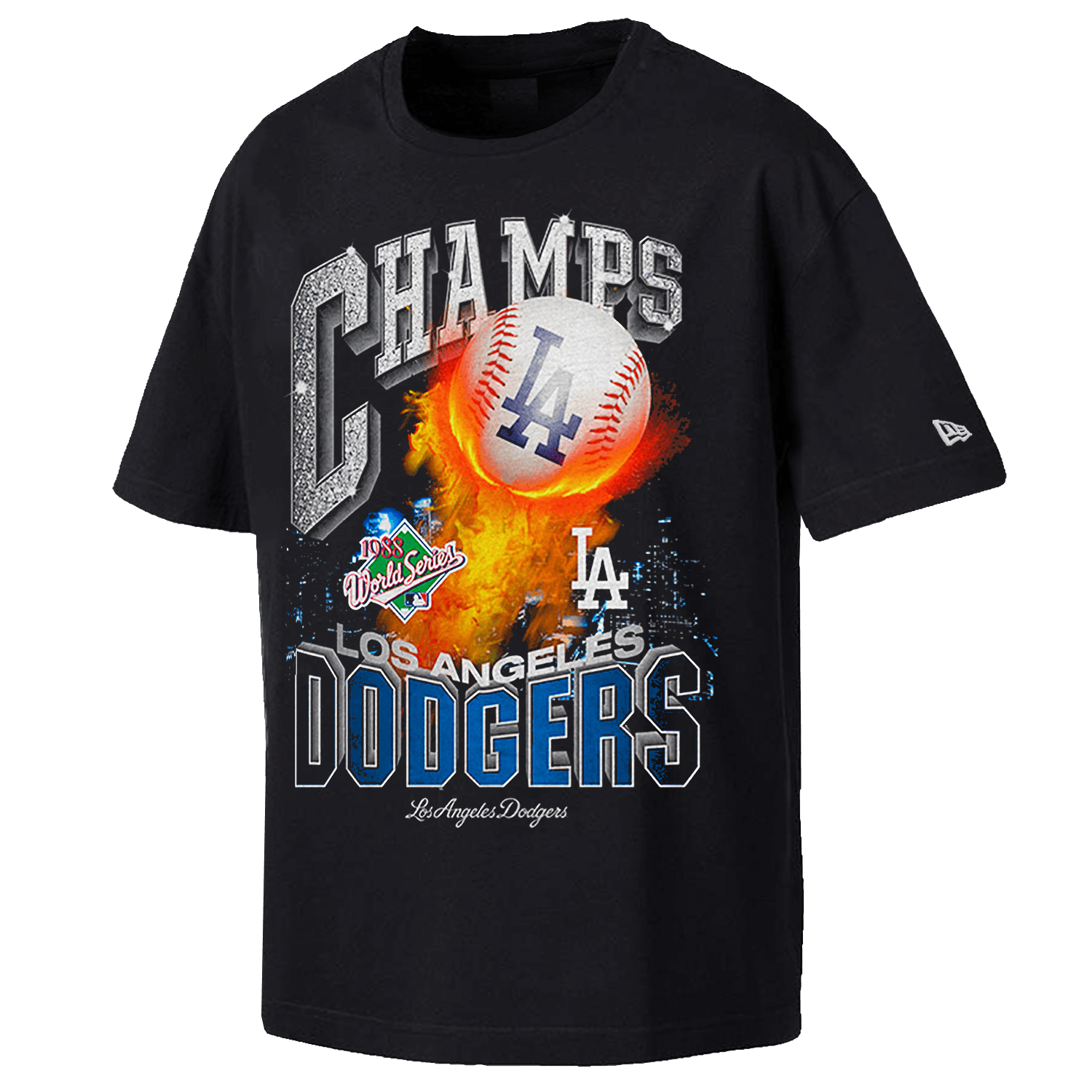 New Era T-Shirts Los Angeles Dodgers New Era MLB Explosive Champs Oversized T-Shirt - Black