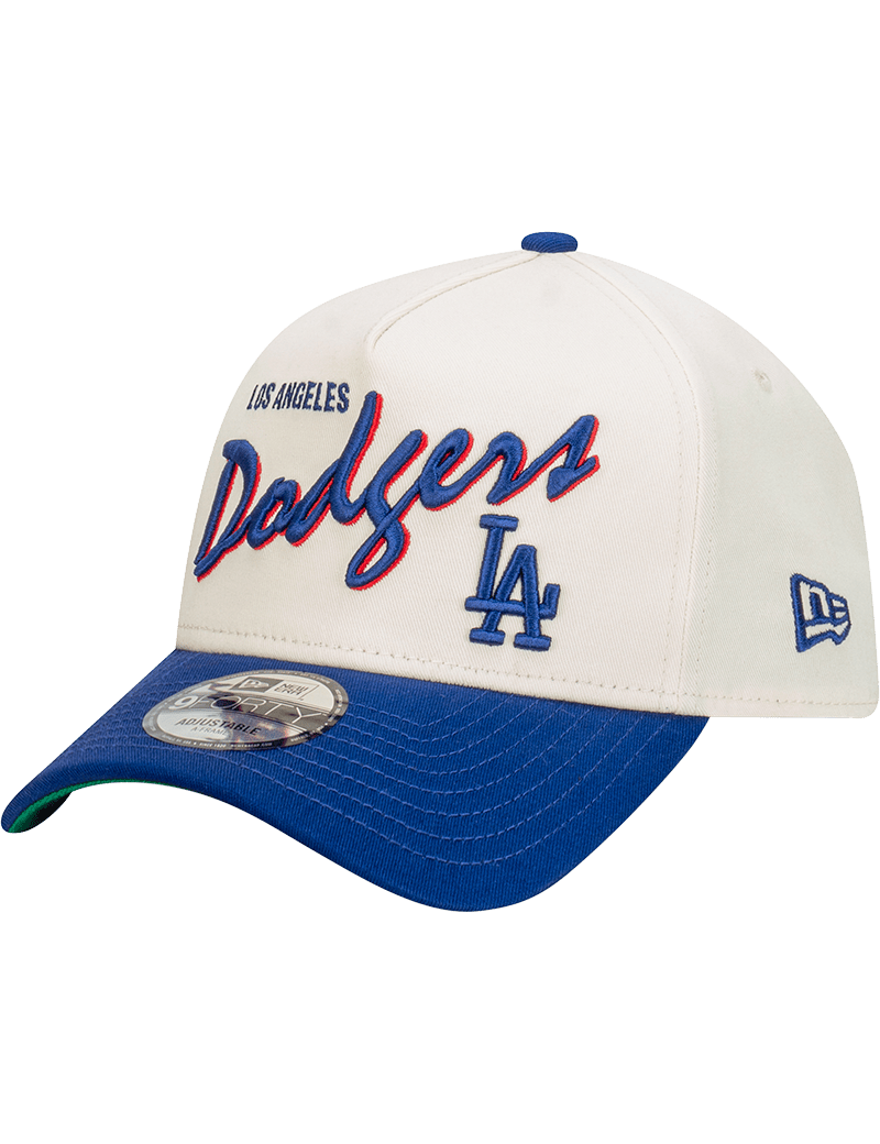 New Era Caps Los Angeles Dodgers New Era MLB Script 9FORTY A-Frame Snapback Hat - Stone