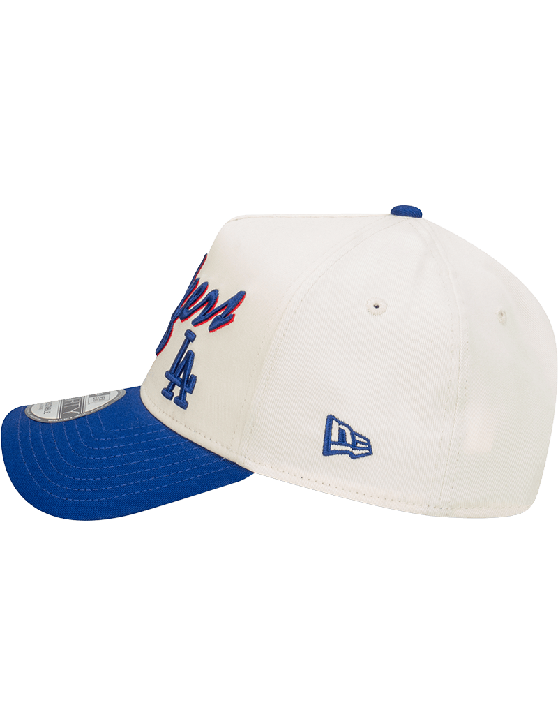 New Era Caps Los Angeles Dodgers New Era MLB Script 9FORTY A-Frame Snapback Hat - Stone