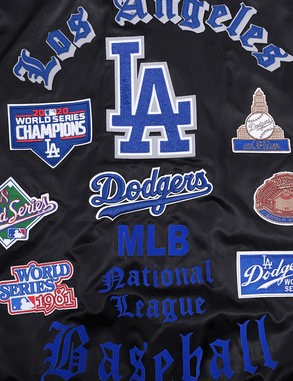 Pro Standard Jackets Los Angeles Dodgers Pro Standard MLB Old English Lightweight Satin Jacket - Black