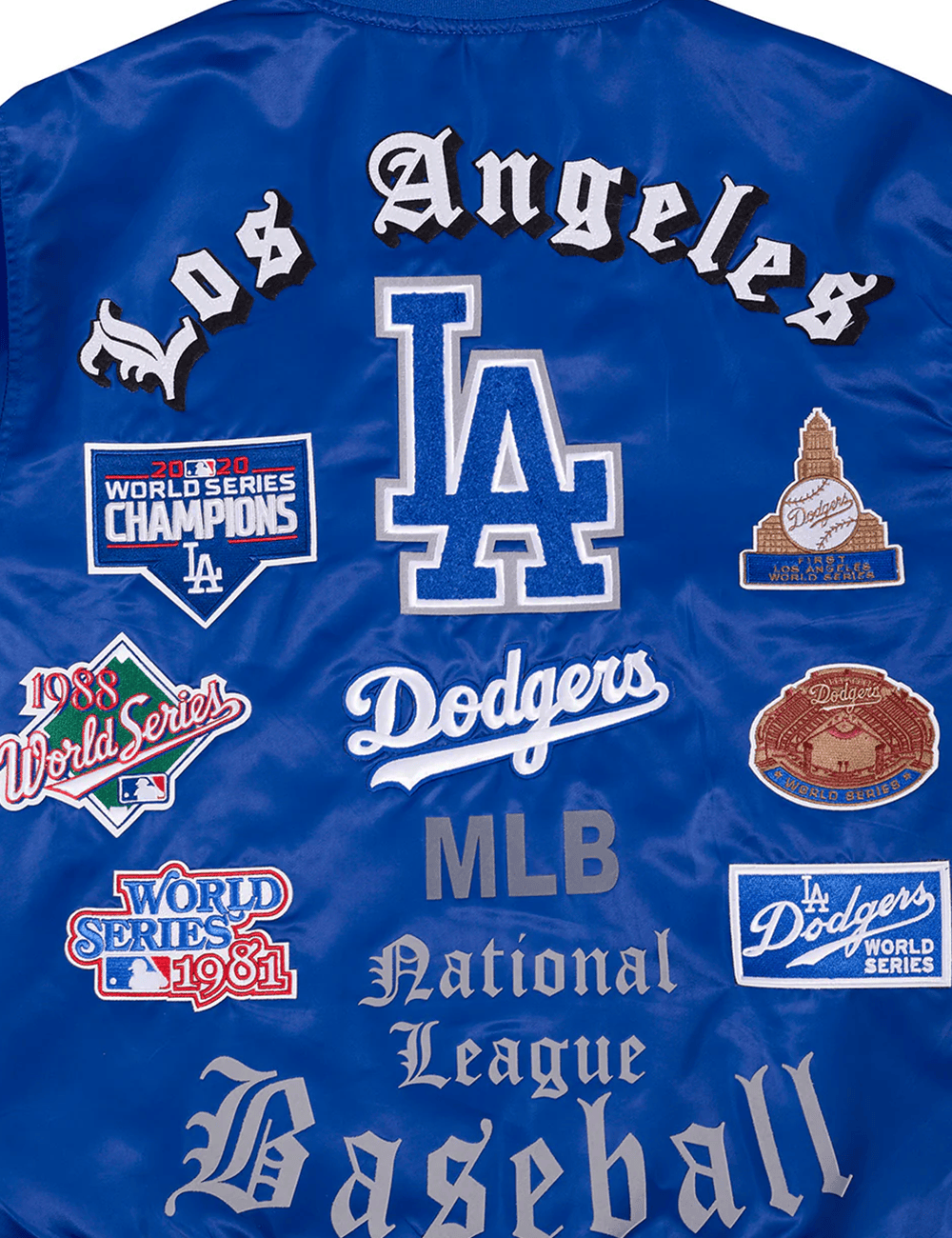 Pro Standard Jackets Los Angeles Dodgers Pro Standard MLB Old English Lightweight Satin Jacket - Blue