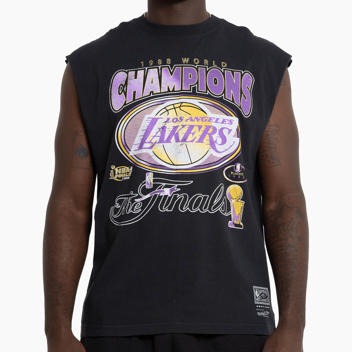 Mitchell And Ness T-Shirts Los Angeles Lakers Mitchell & Ness NBA 91 MW Vintage Muscle T-Shirt - Faded Black