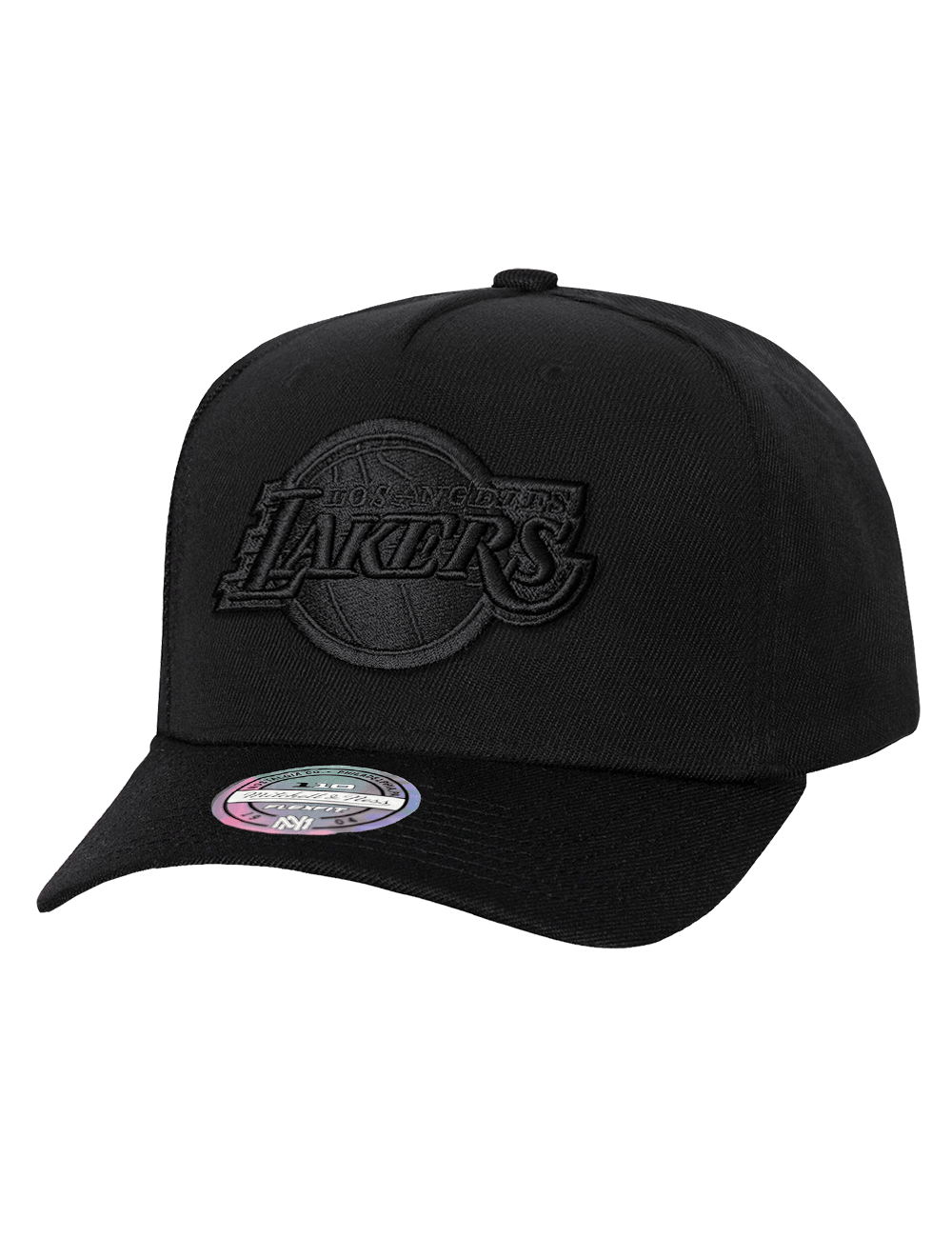 Mitchell And Ness Caps OSFM Los Angeles Lakers Mitchell & Ness NBA Black On Black Flex 110 Snapback Hat