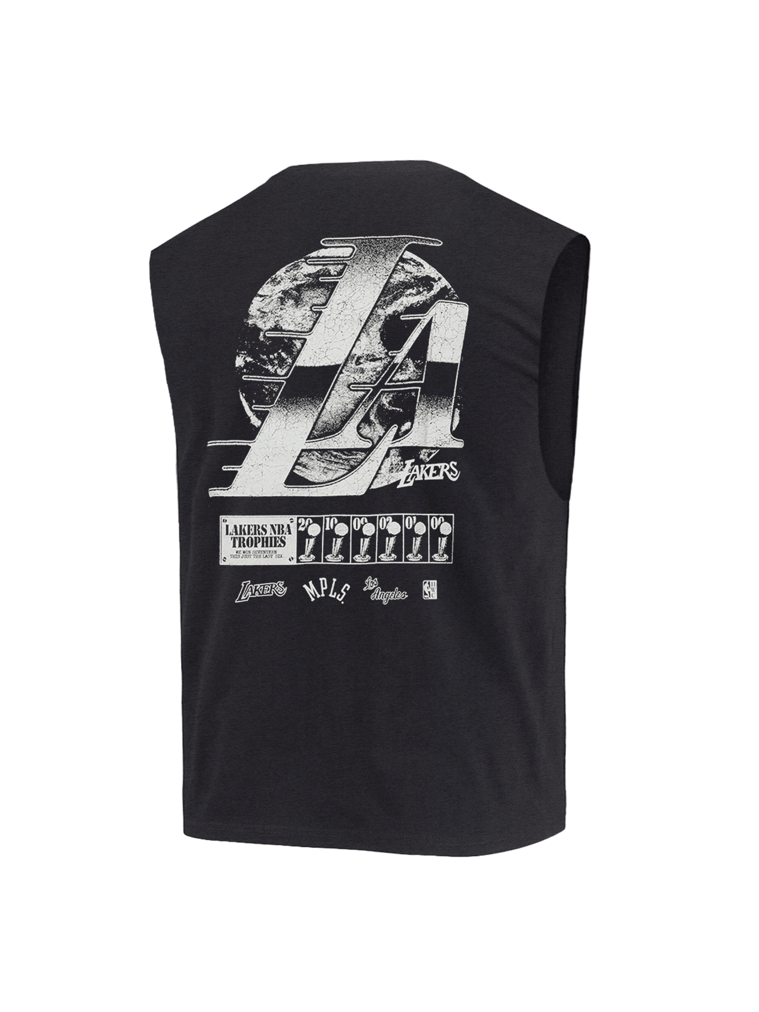 Mitchell And Ness T-Shirts Los Angeles Lakers Mitchell & Ness NBA Champs Chrome Muscle T-Shirt - Washed Black